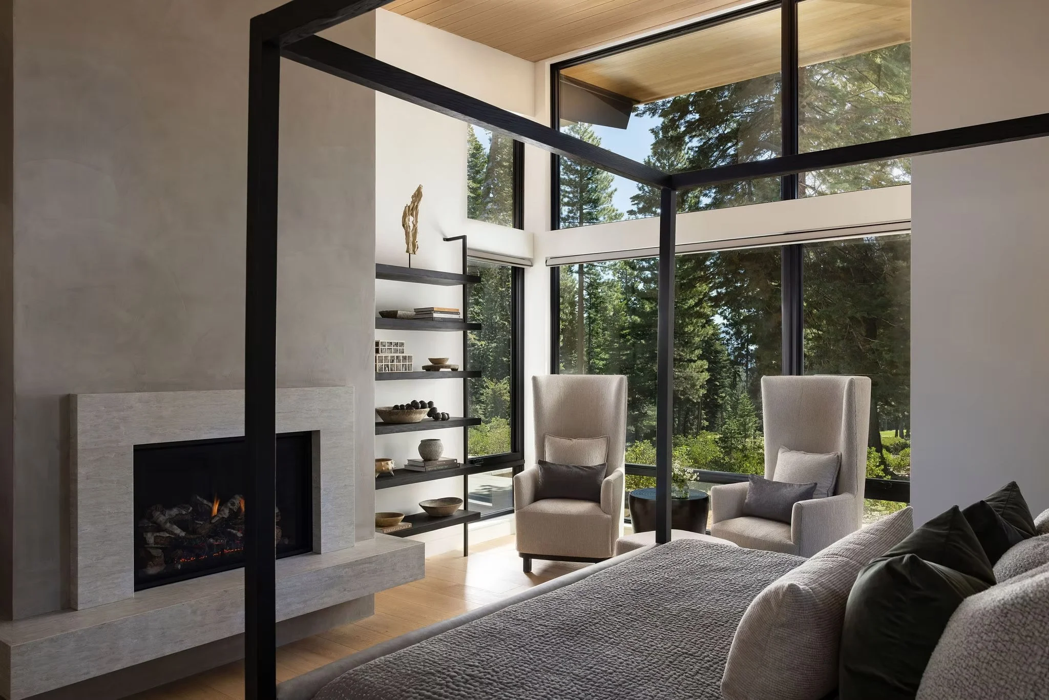 bedroom with fireplace