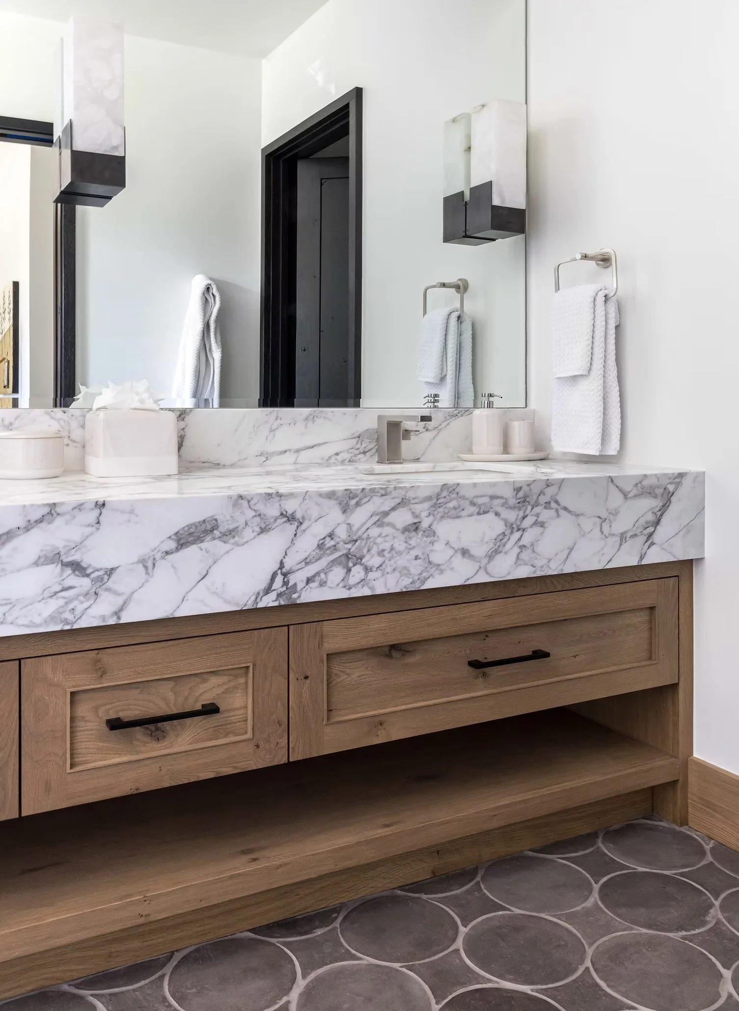 marble countertop vanity with wooden base