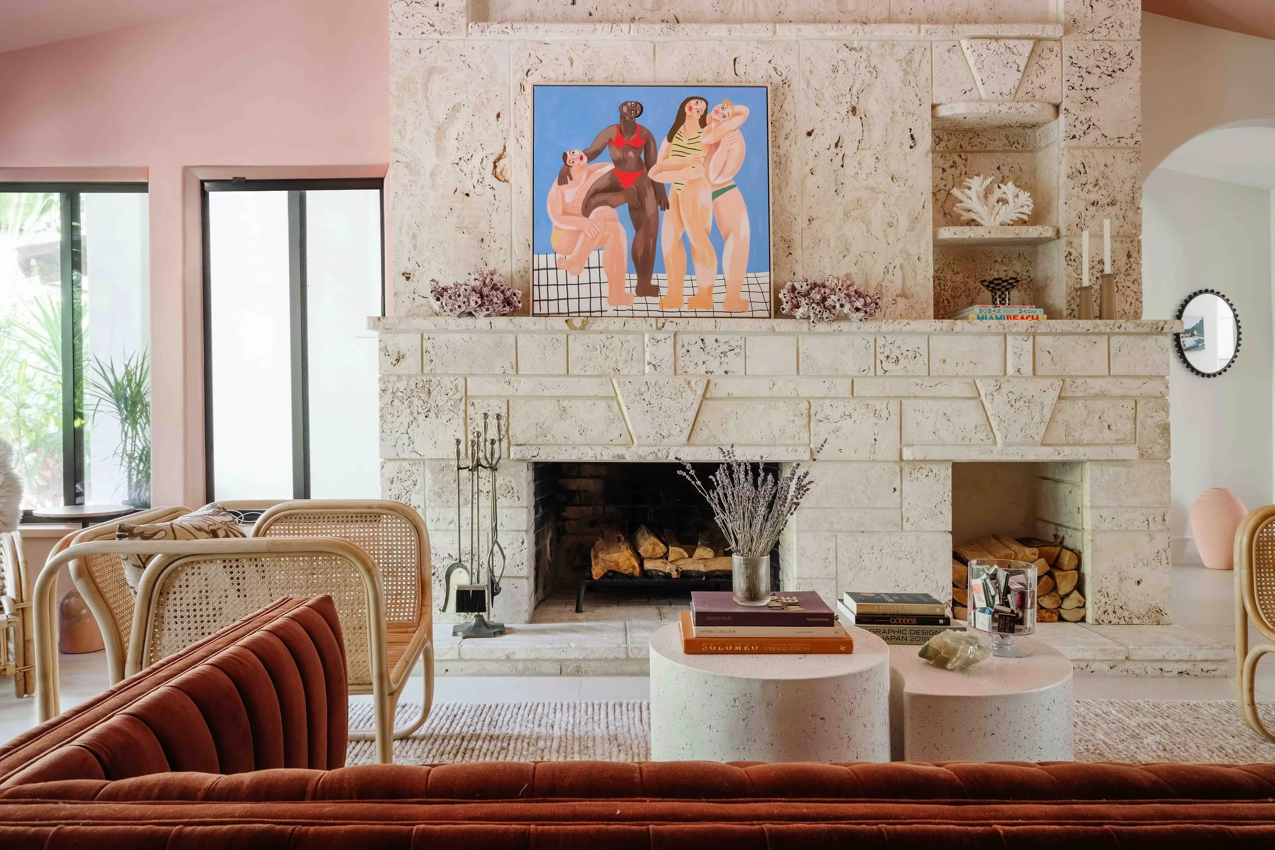 living room with fireplace