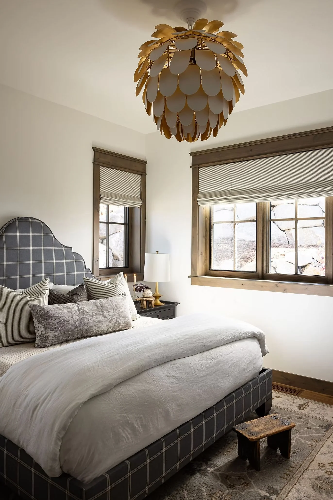 bedroom with unique lighting fixture