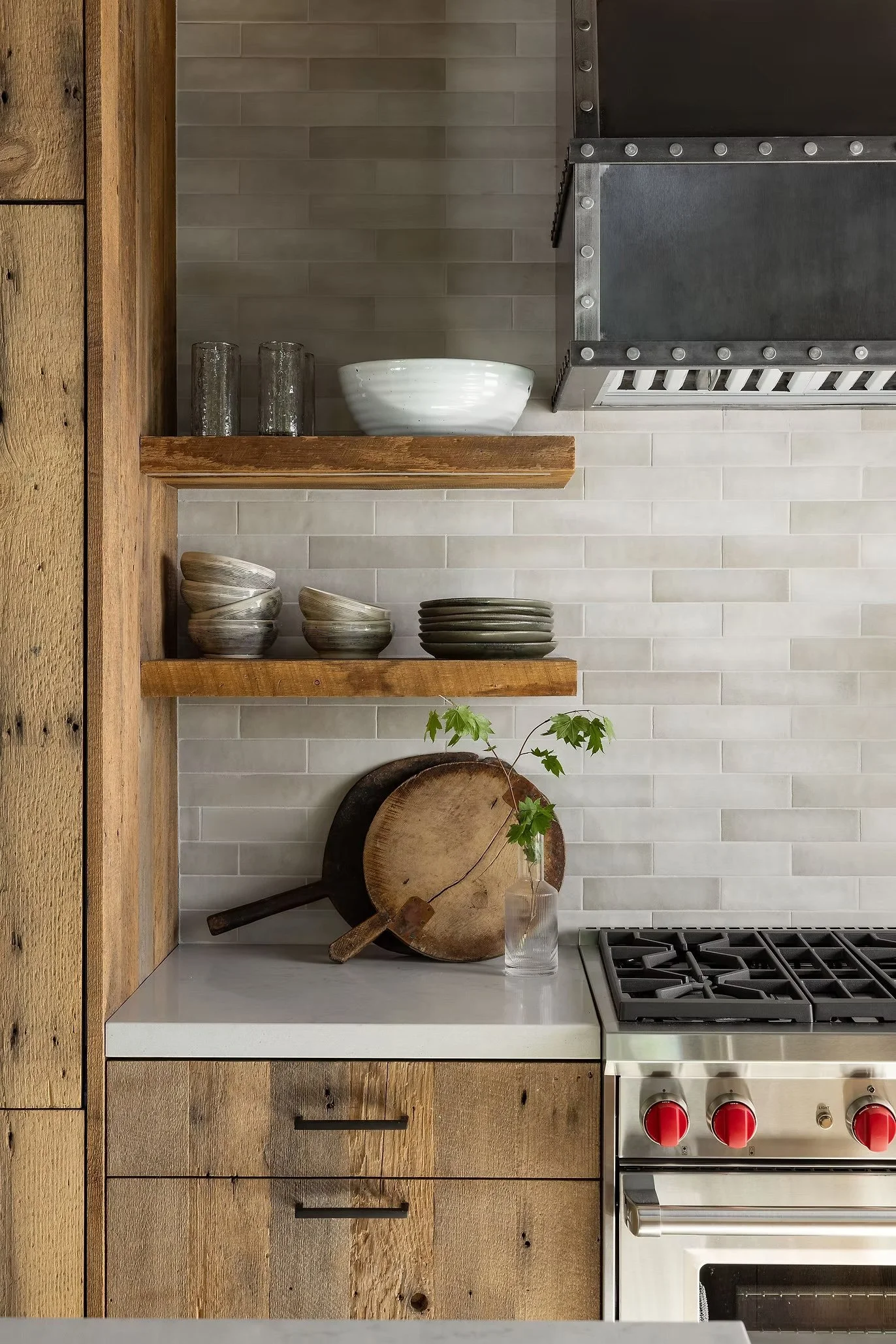 kitchen range and countertop