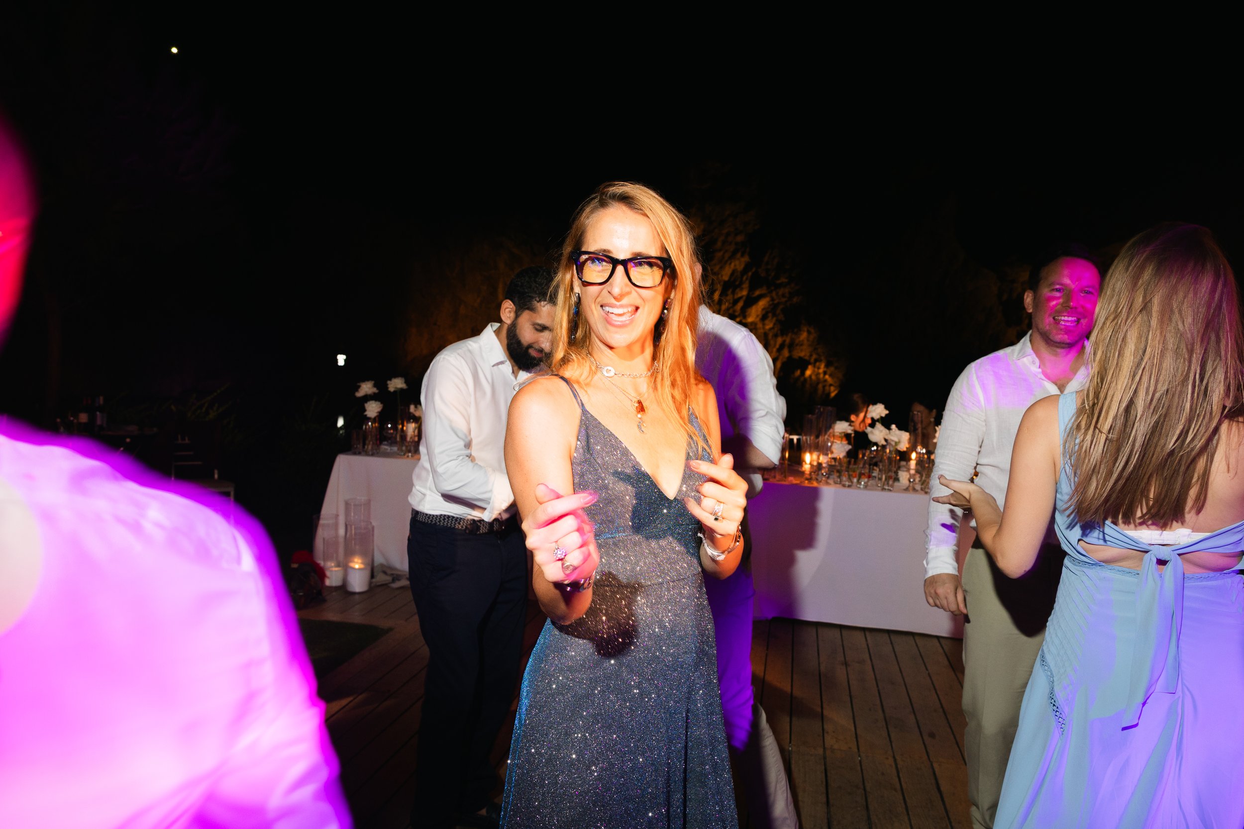 Late night wedding party Lake Vouliagmeni Athens Greece