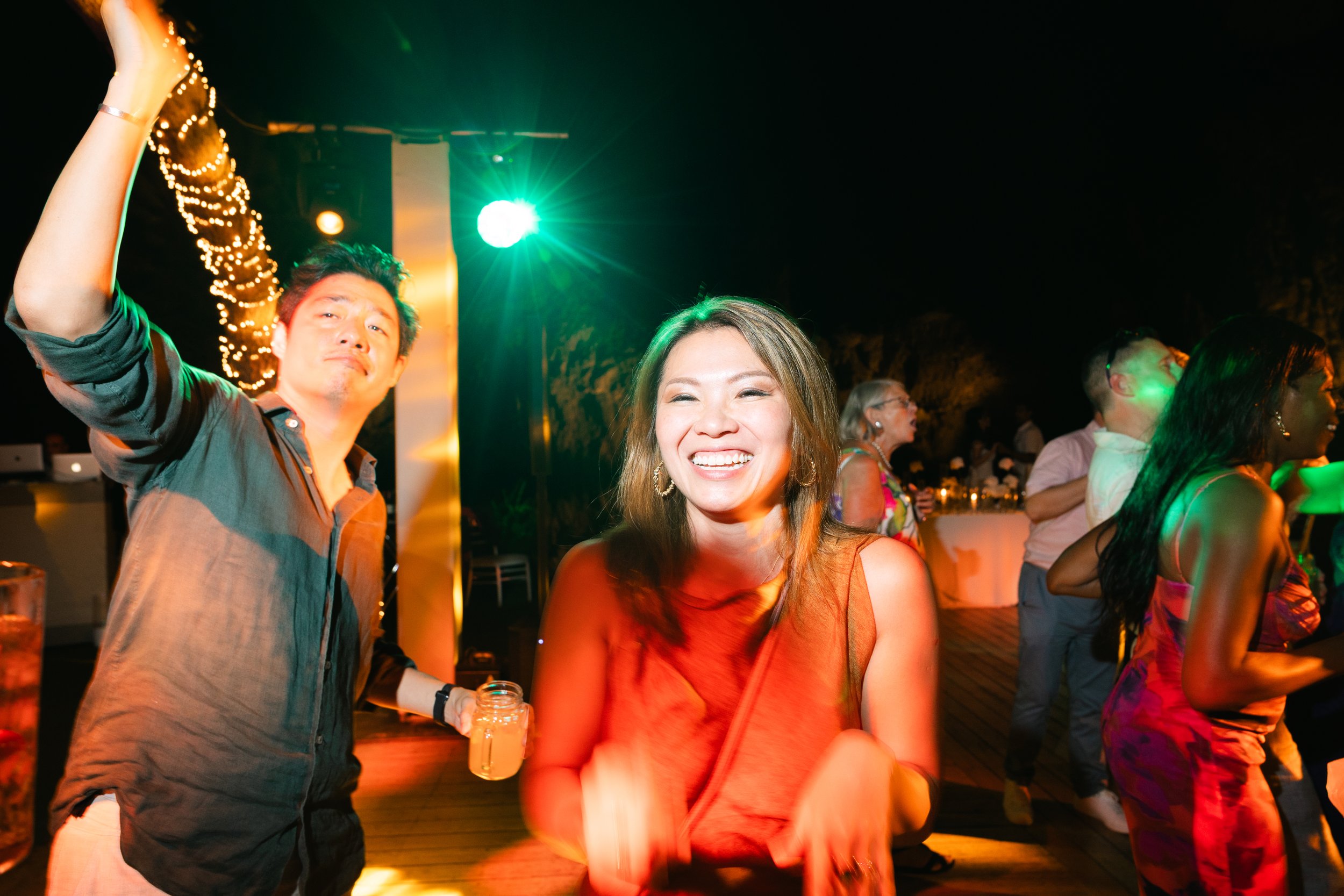 Late night wedding party Lake Vouliagmeni Athens Greece