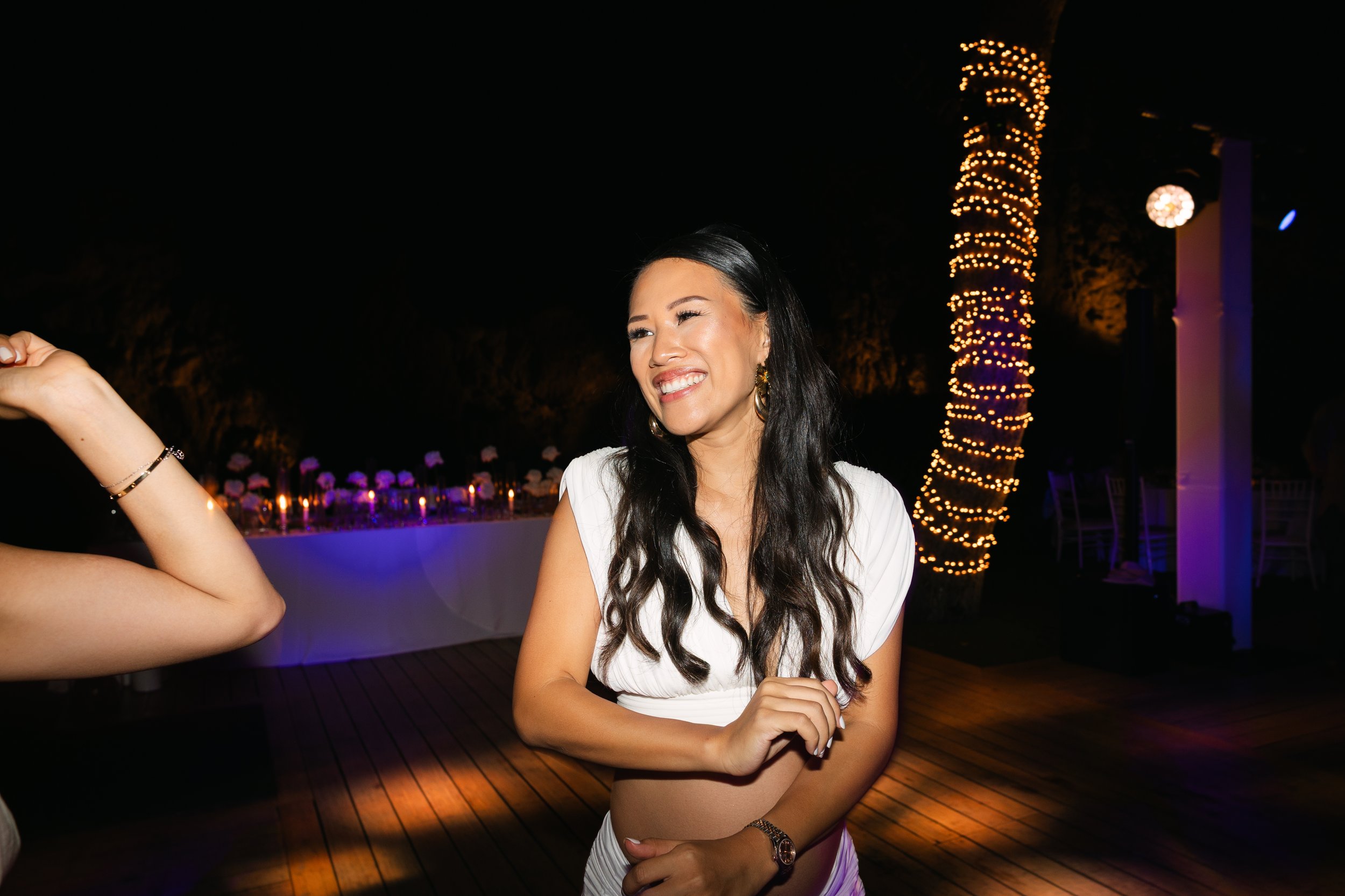 Late night wedding party Lake Vouliagmeni Athens Greece