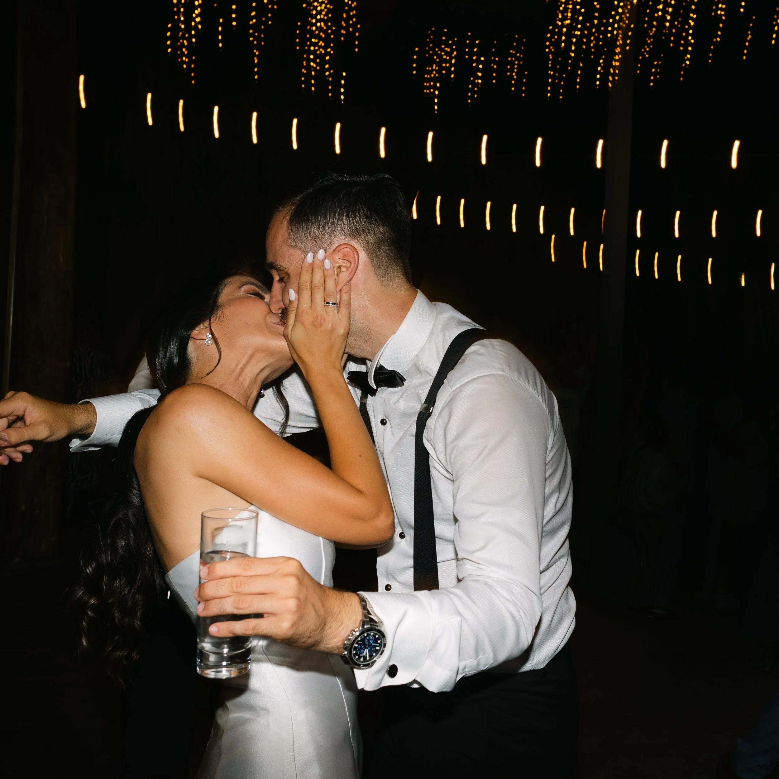 Bride and Groom emotional kiss Iliou Petra estate Athens Greece celebration