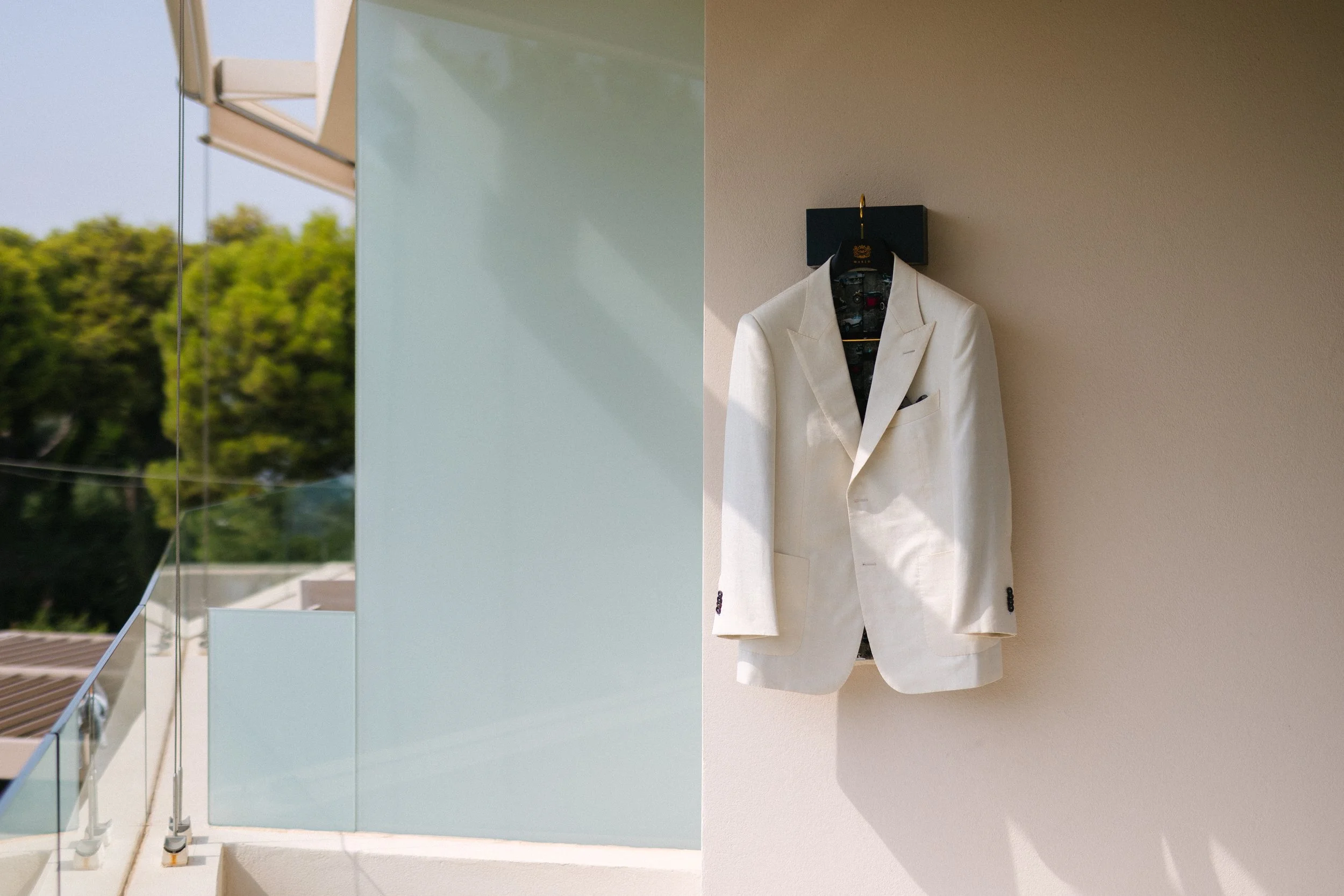 Groom preparation tuxedo Lake Vouliagmeni Athens Greece wedding