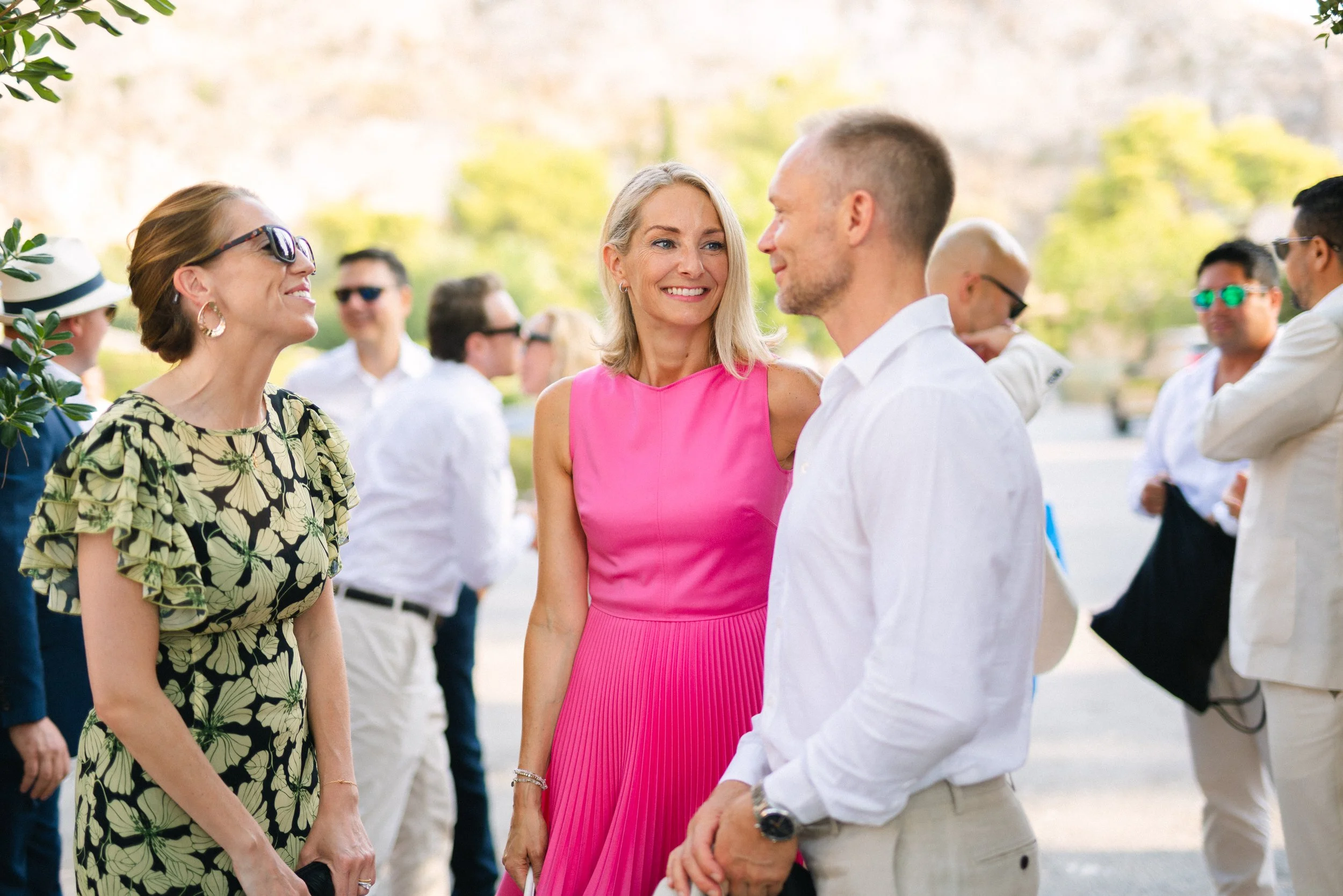 Guest laughing Lake Vouliagmeni Athens Greece wedding