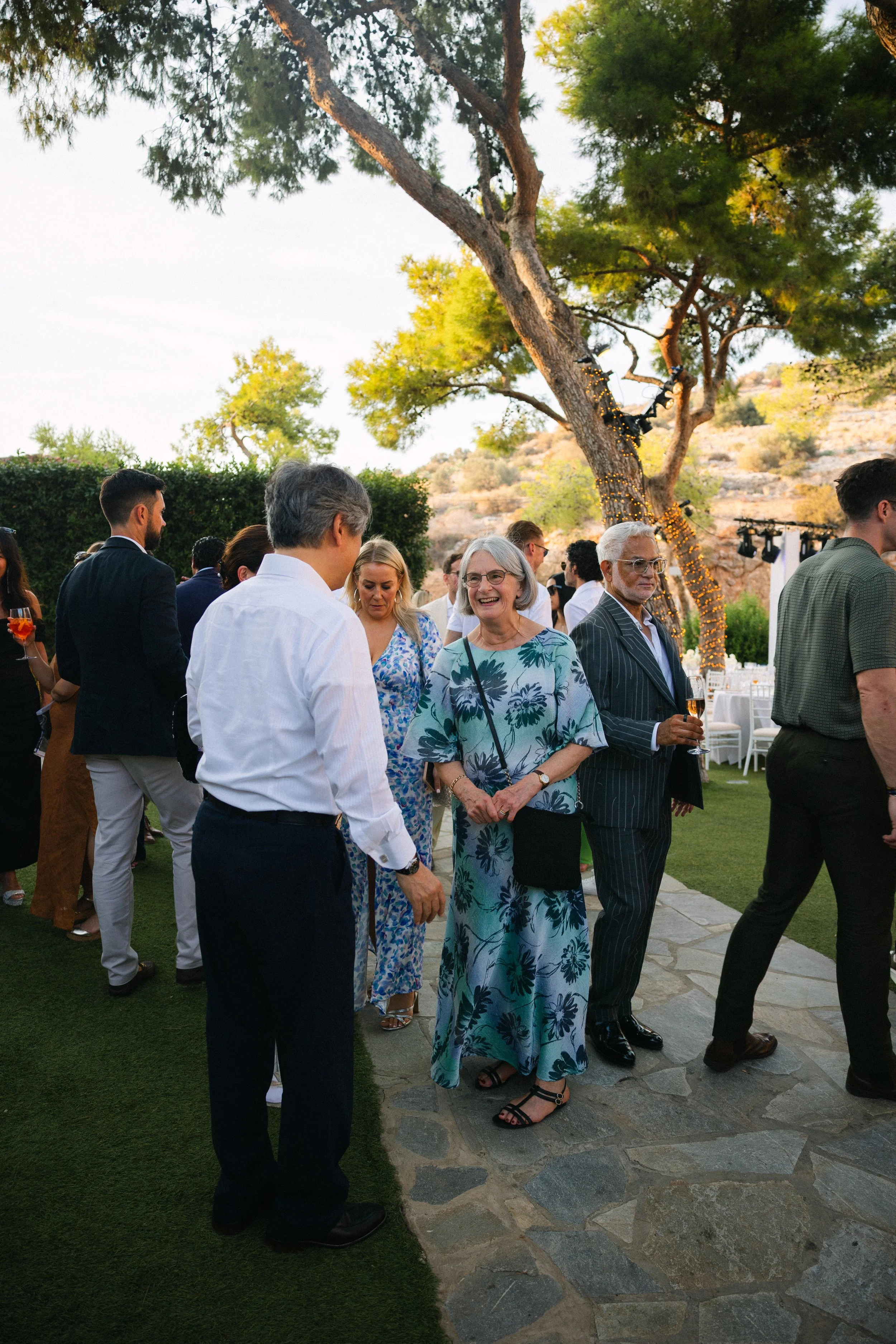 Wedding guest portrait Lake Vouliagmeni Athens Greece
