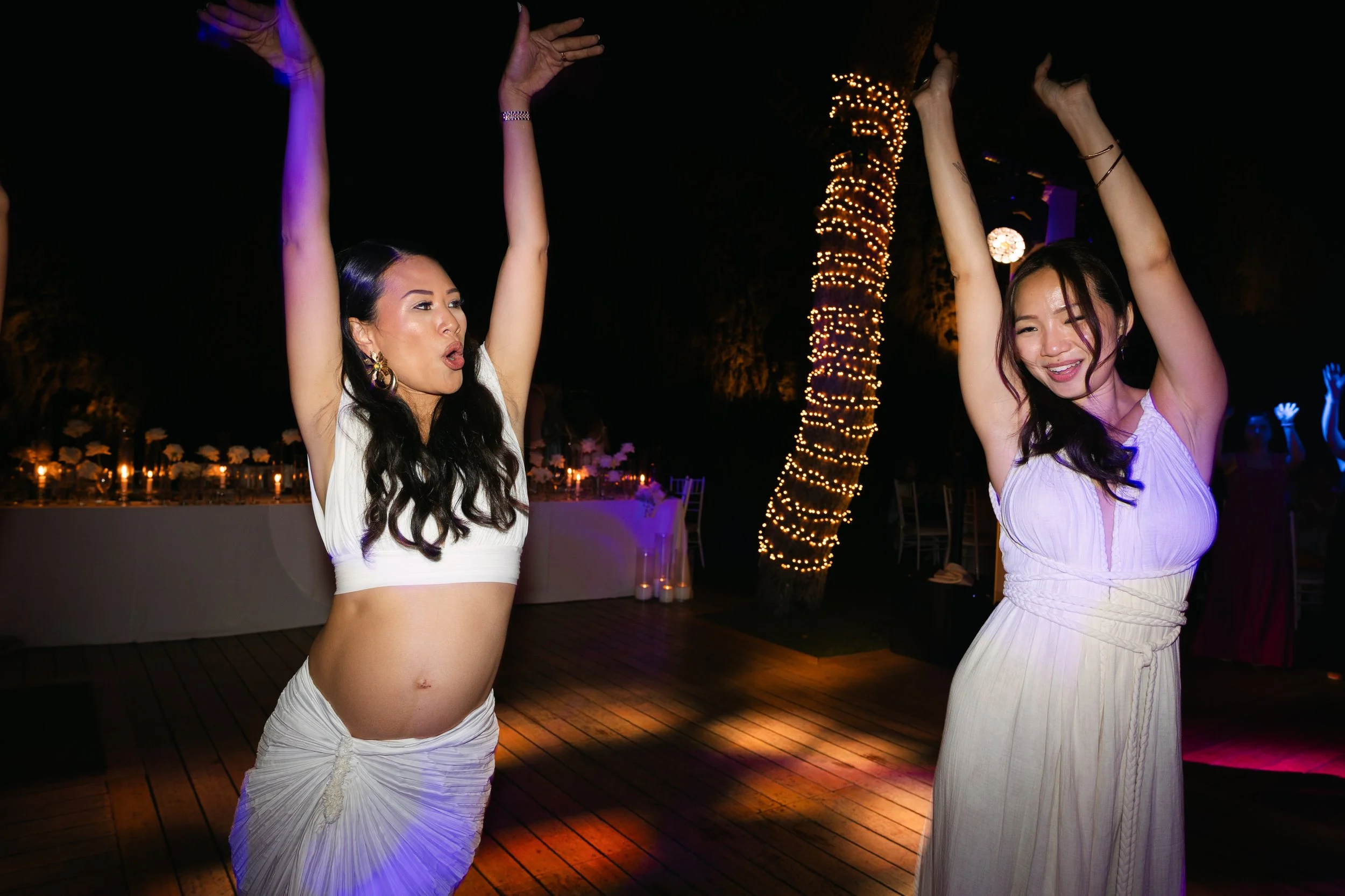 Late night wedding party Lake Vouliagmeni Athens Greece