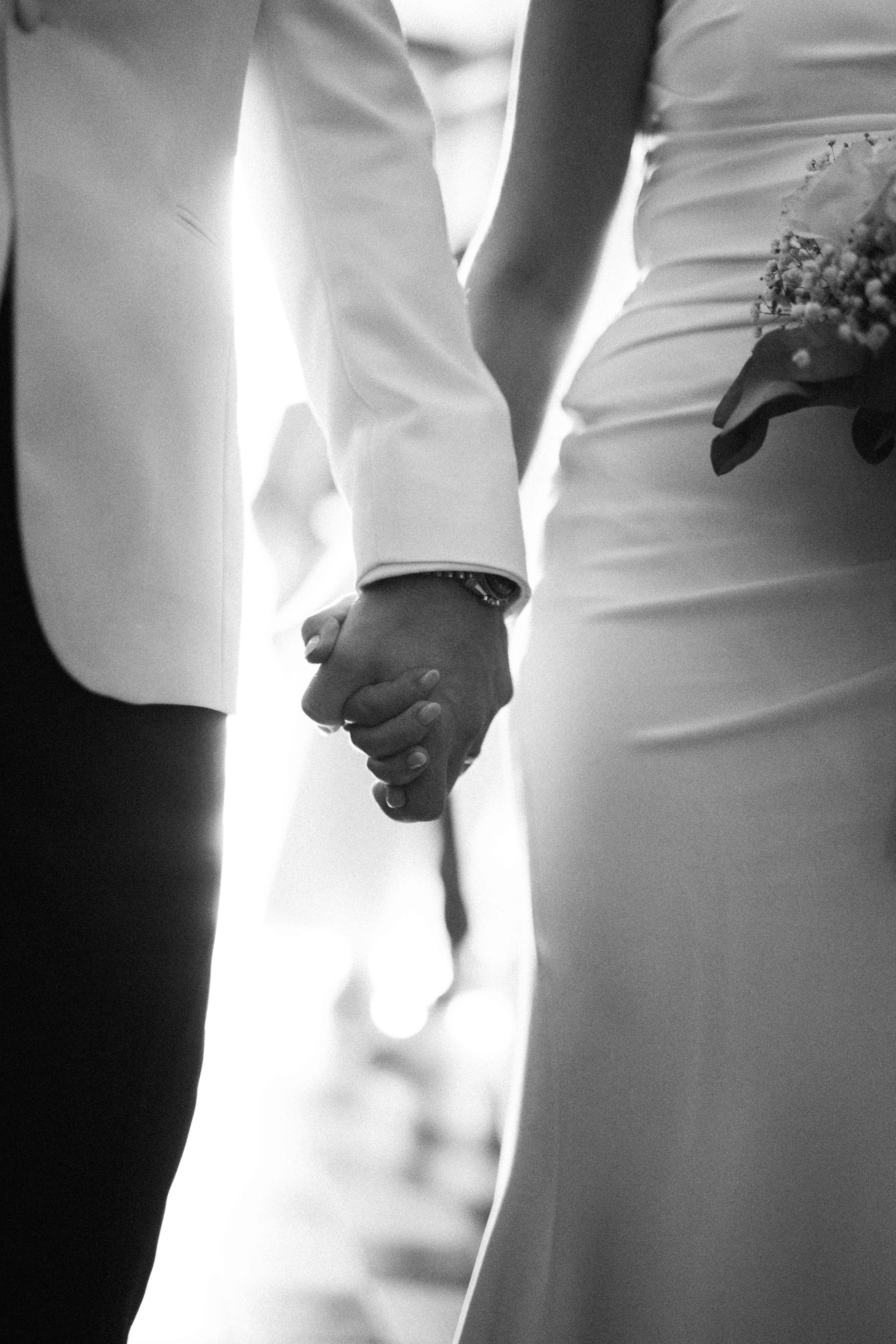 Black and white wedding photography unposed couple Greece