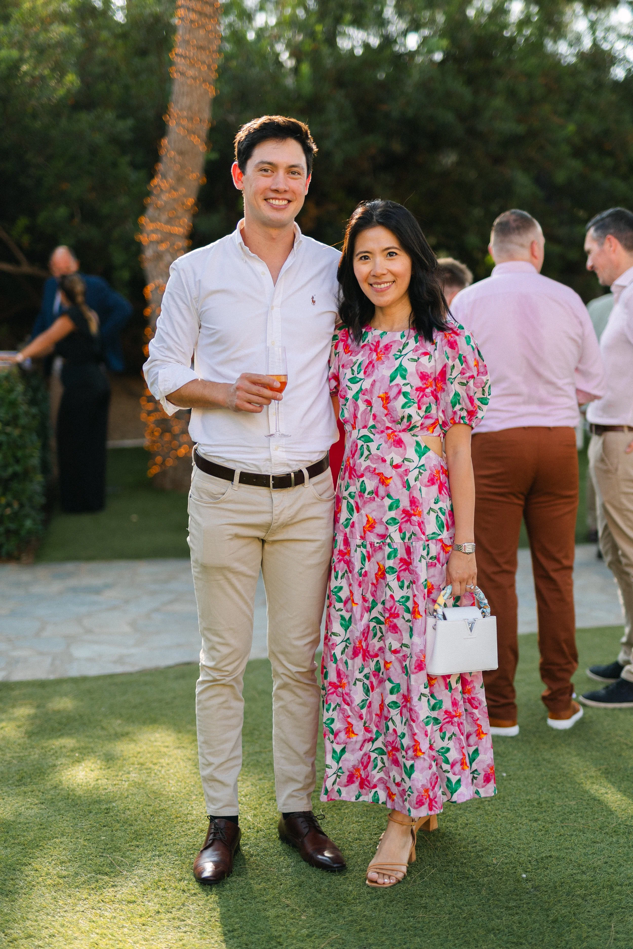Wedding guest portrait Lake Vouliagmeni Athens Greece