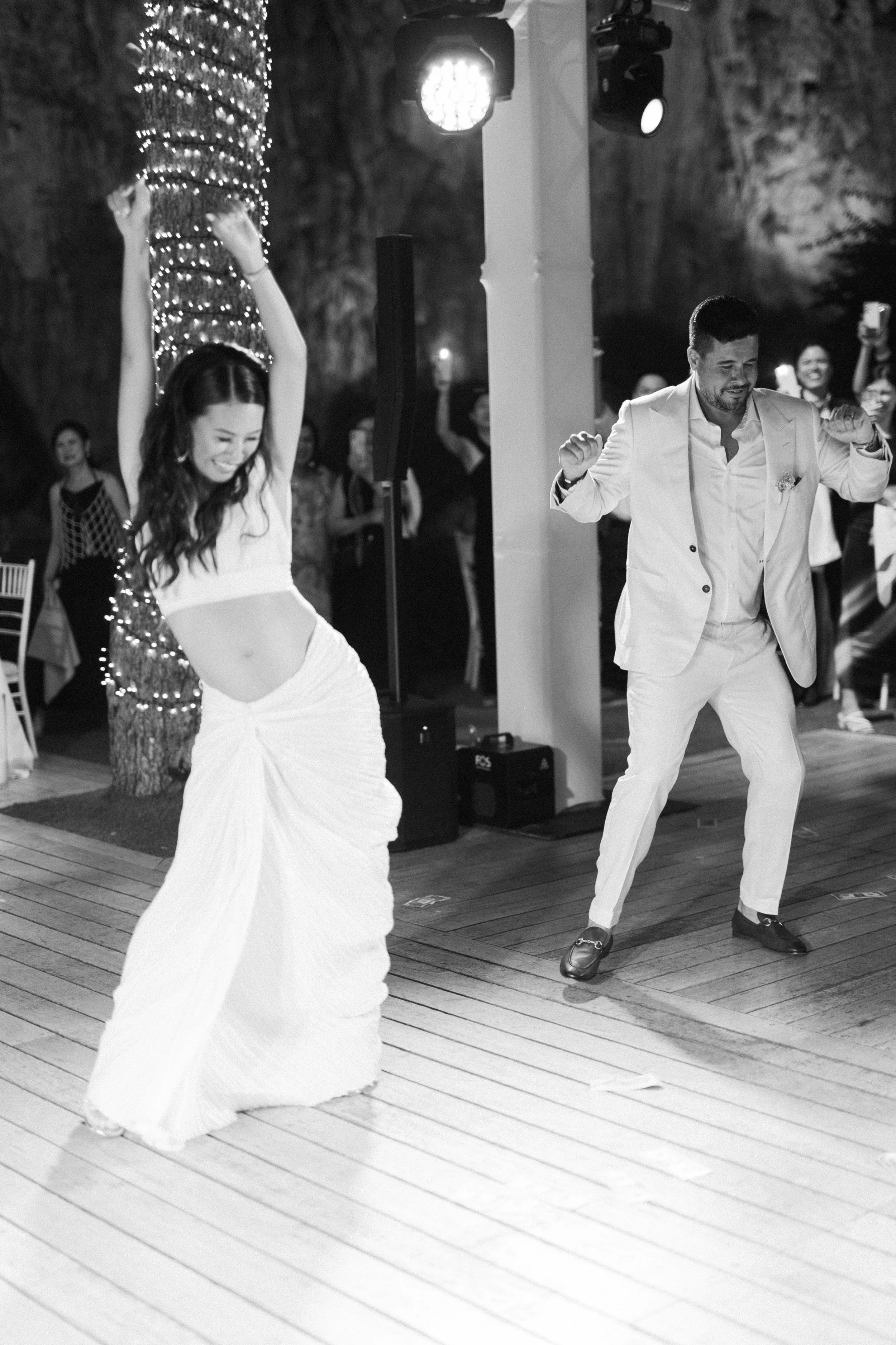 Bride and groom first dance Lake Vouliagmeni Athens Greece