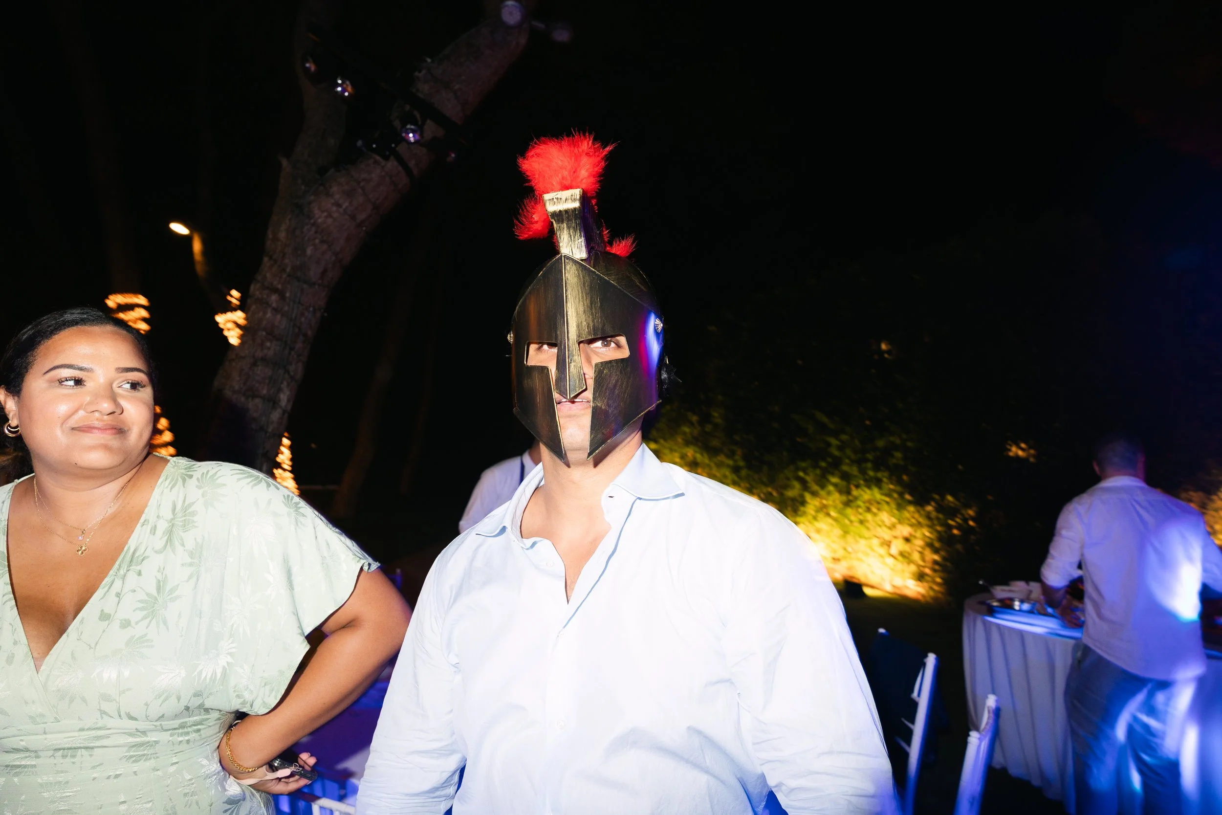 Wedding party night Lake Vouliagmeni waterfront Athens Greece