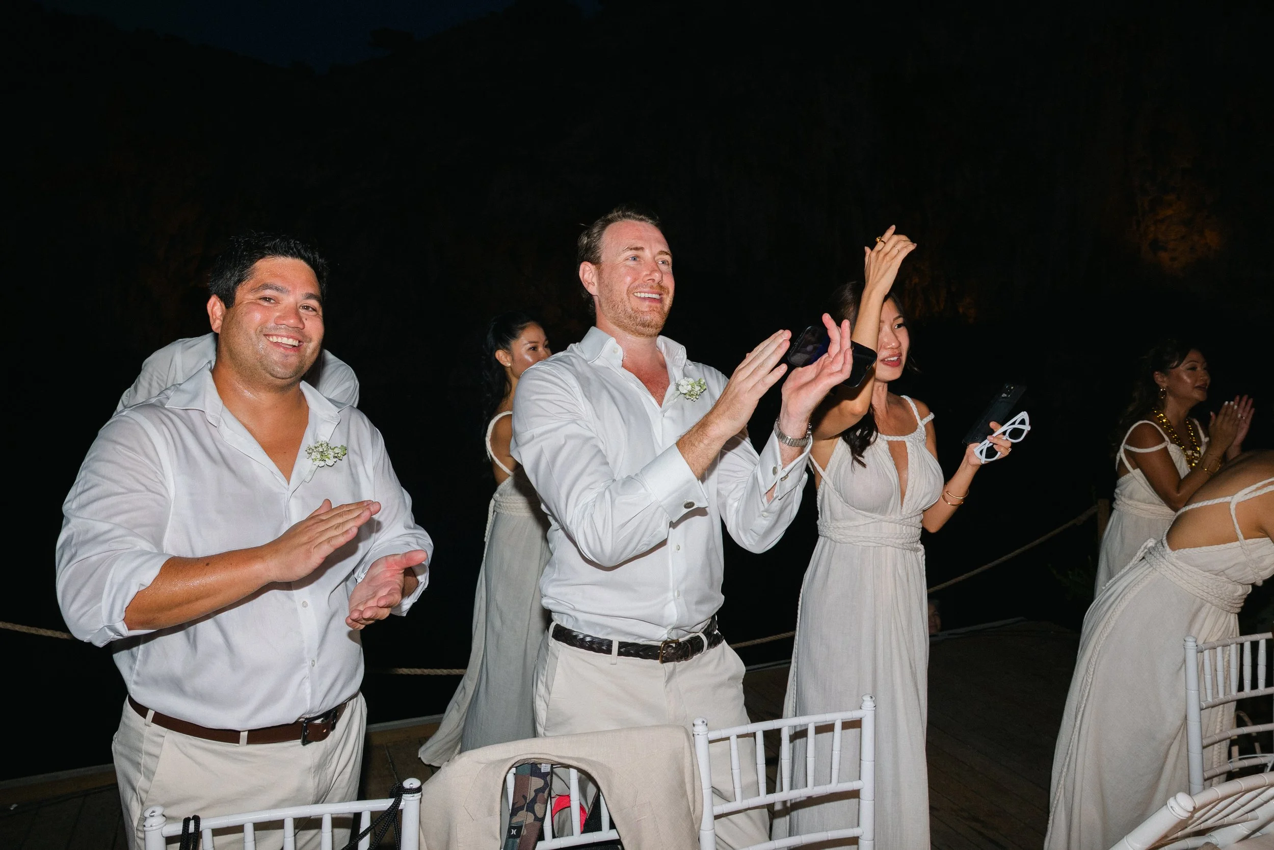 Bride and groom first dance Lake Vouliagmeni Athens Greece