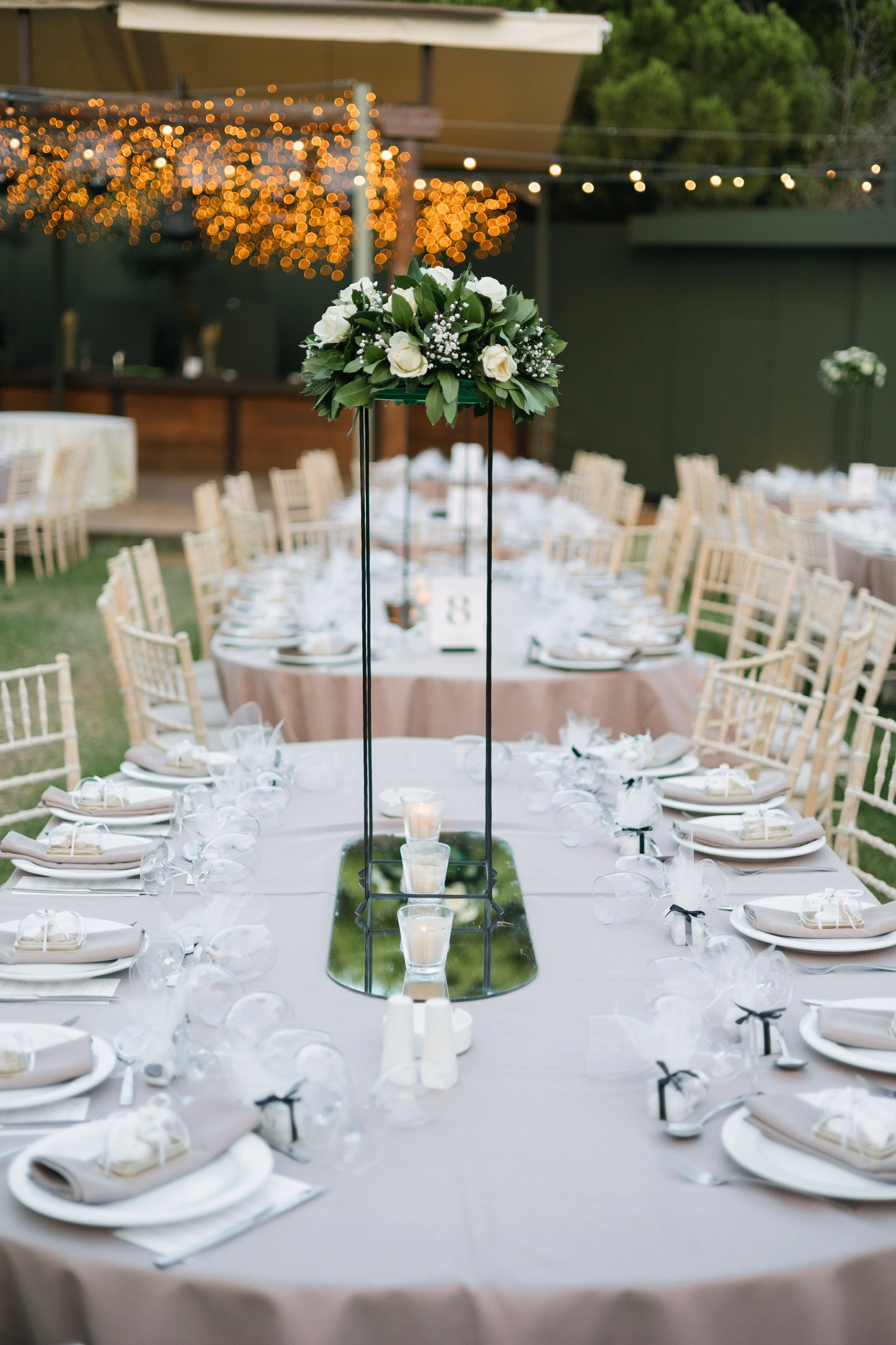 Floral centerpiece Iliou Petra estate Athens Greece wedding