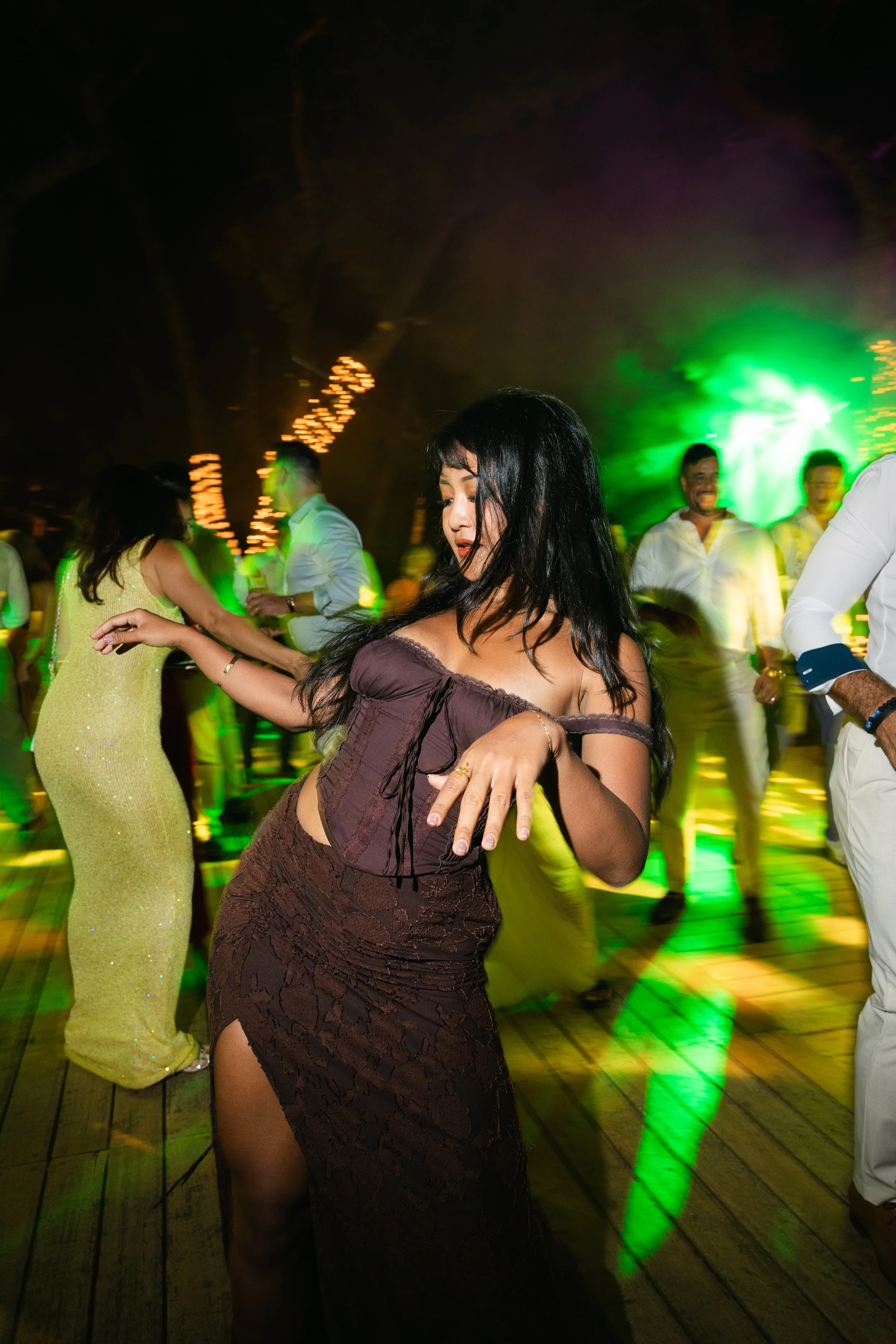 Wedding party night Lake Vouliagmeni waterfront Athens Greece