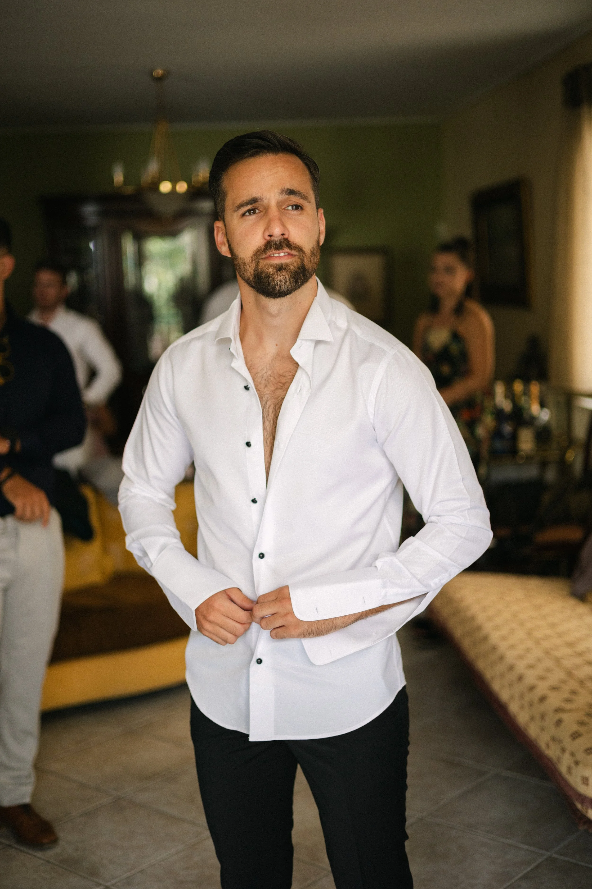 Groom getting ready Iliou Petra estate Athens Greece wedding