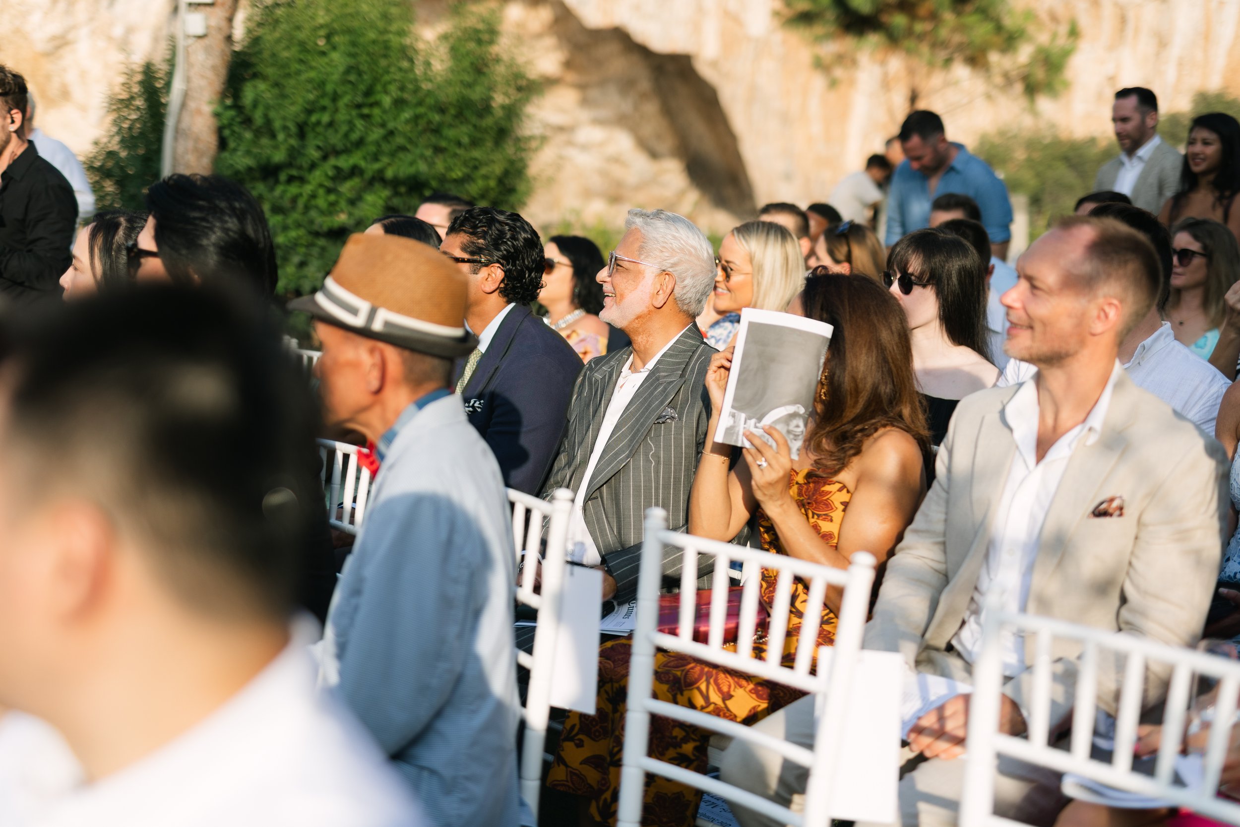 Wedding guest portrait Lake Vouliagmeni Athens Greece