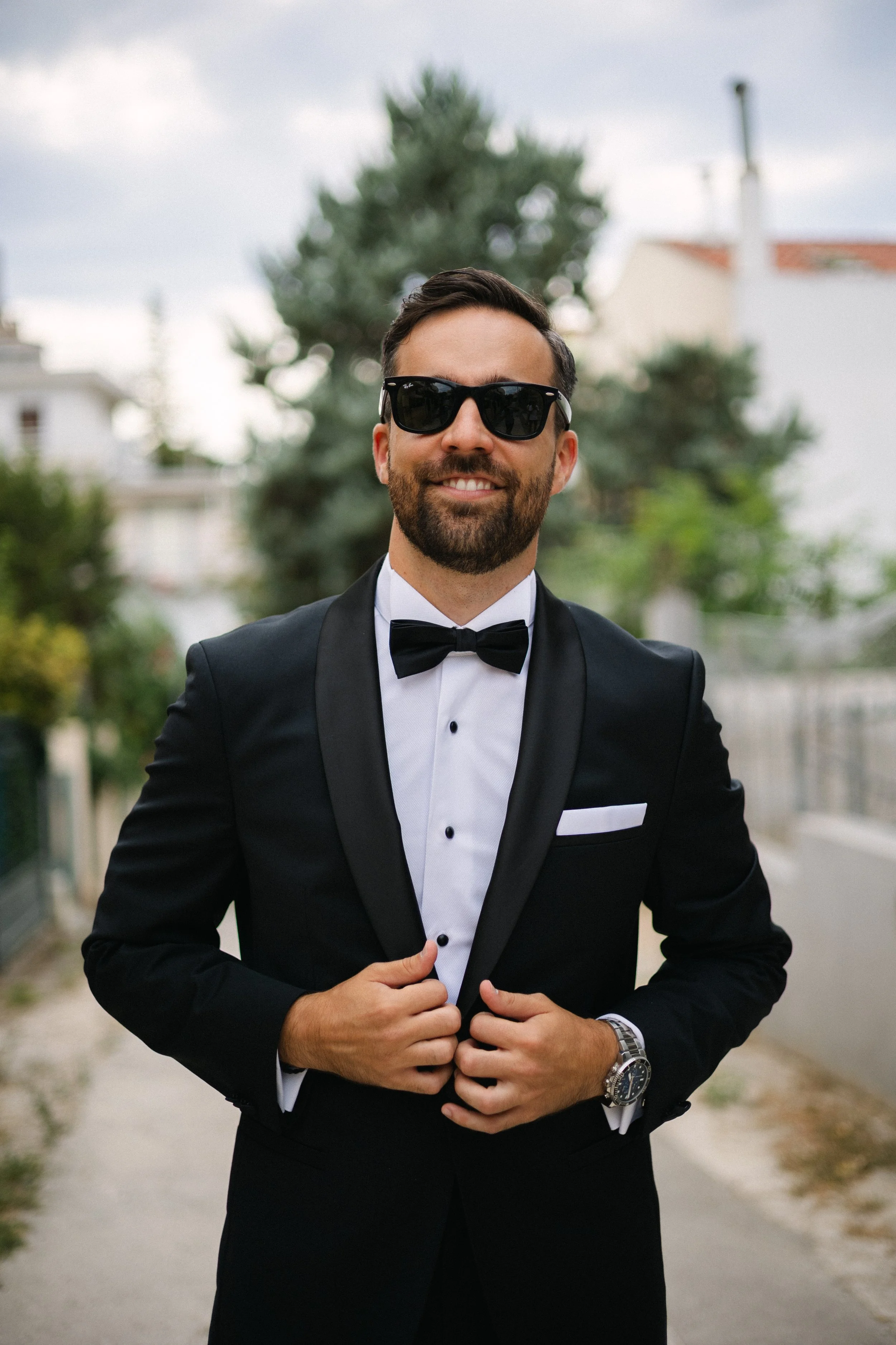 Stunning Portrait Groom Black Tuxedo
