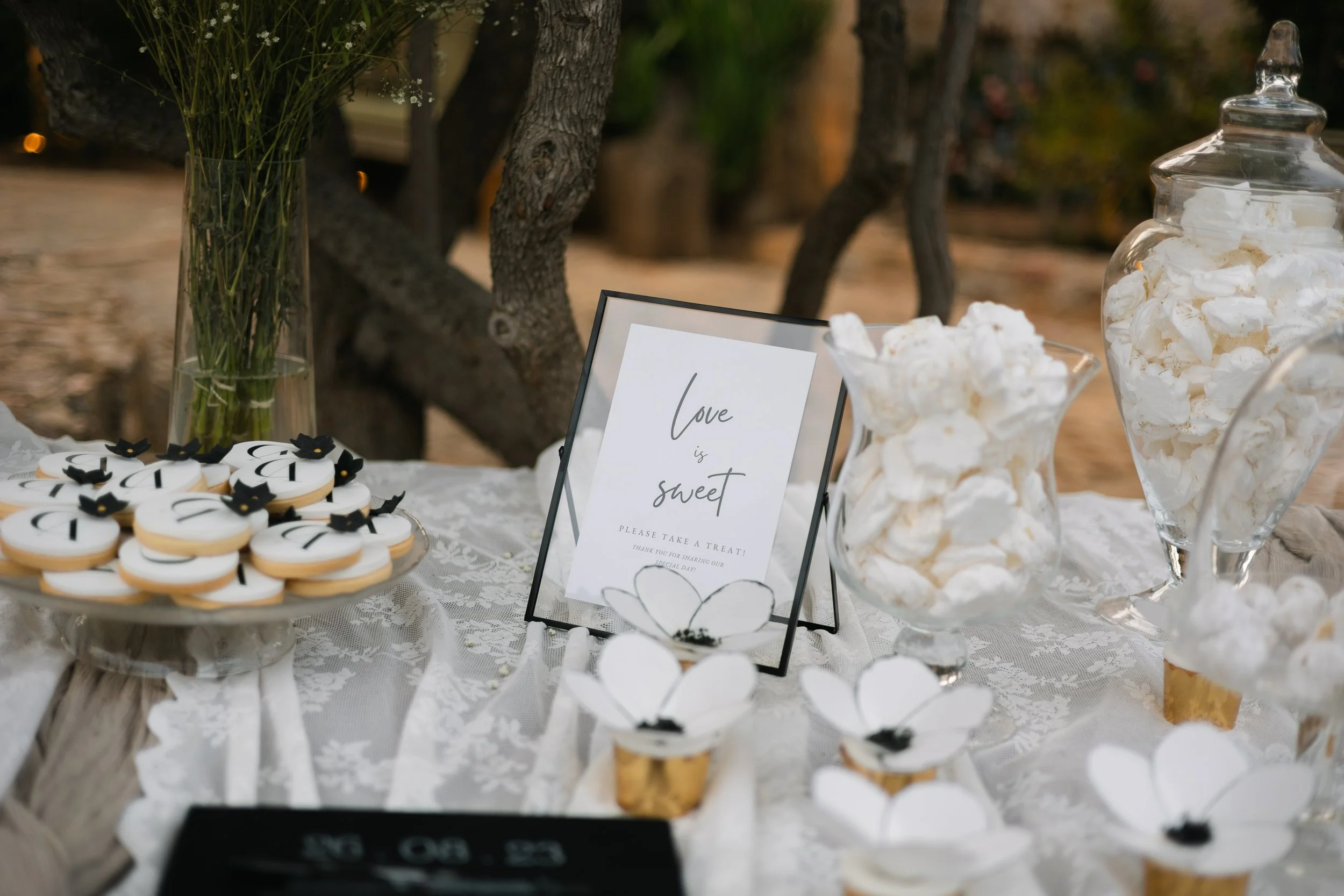 Wedding table details Iliou Petra estate Athens Greece