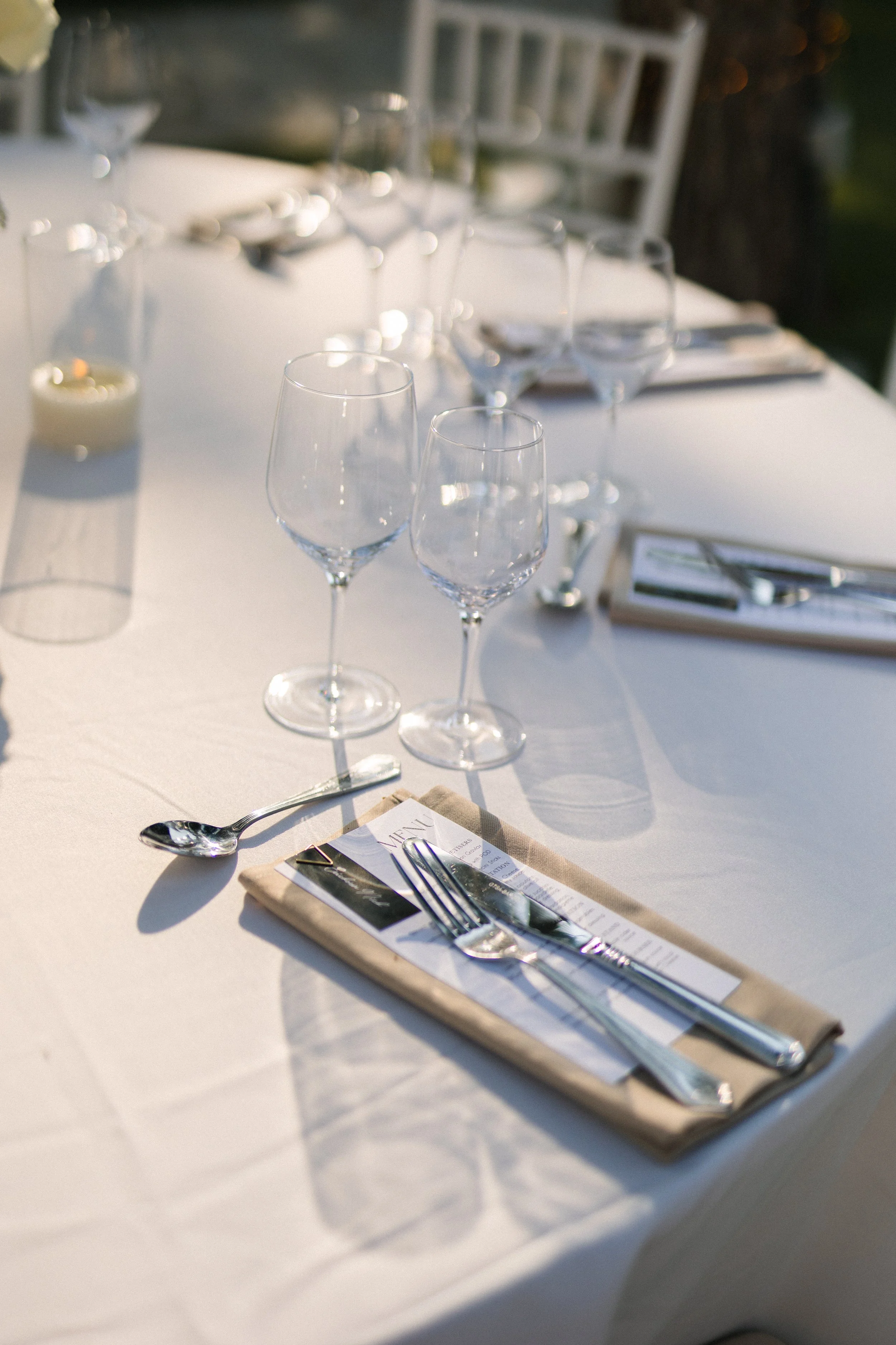 Wedding table setup Lake Vouliagmeni waterfront Athens