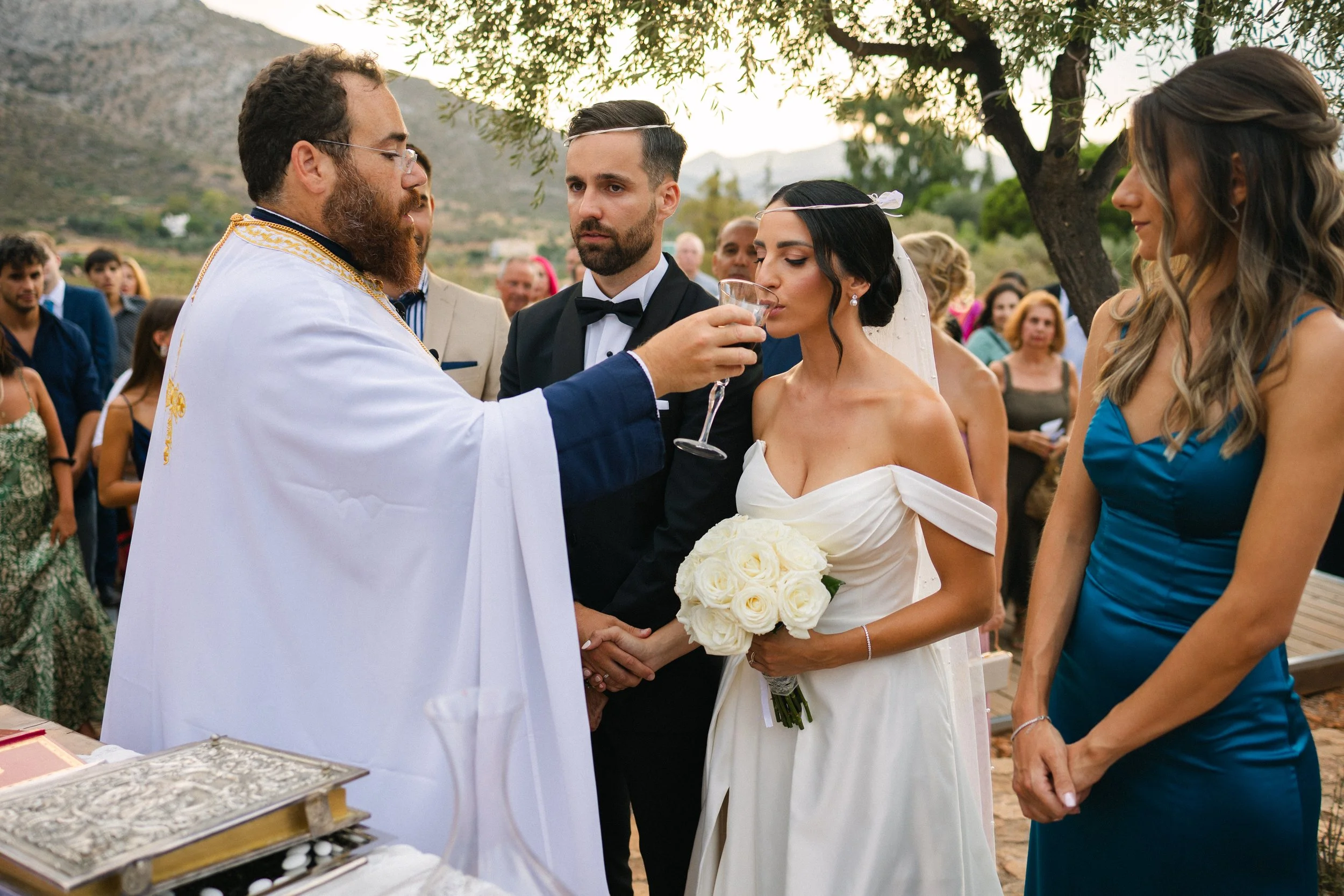 Elegant ceremony Iliou Petra estate Athens Greece wedding