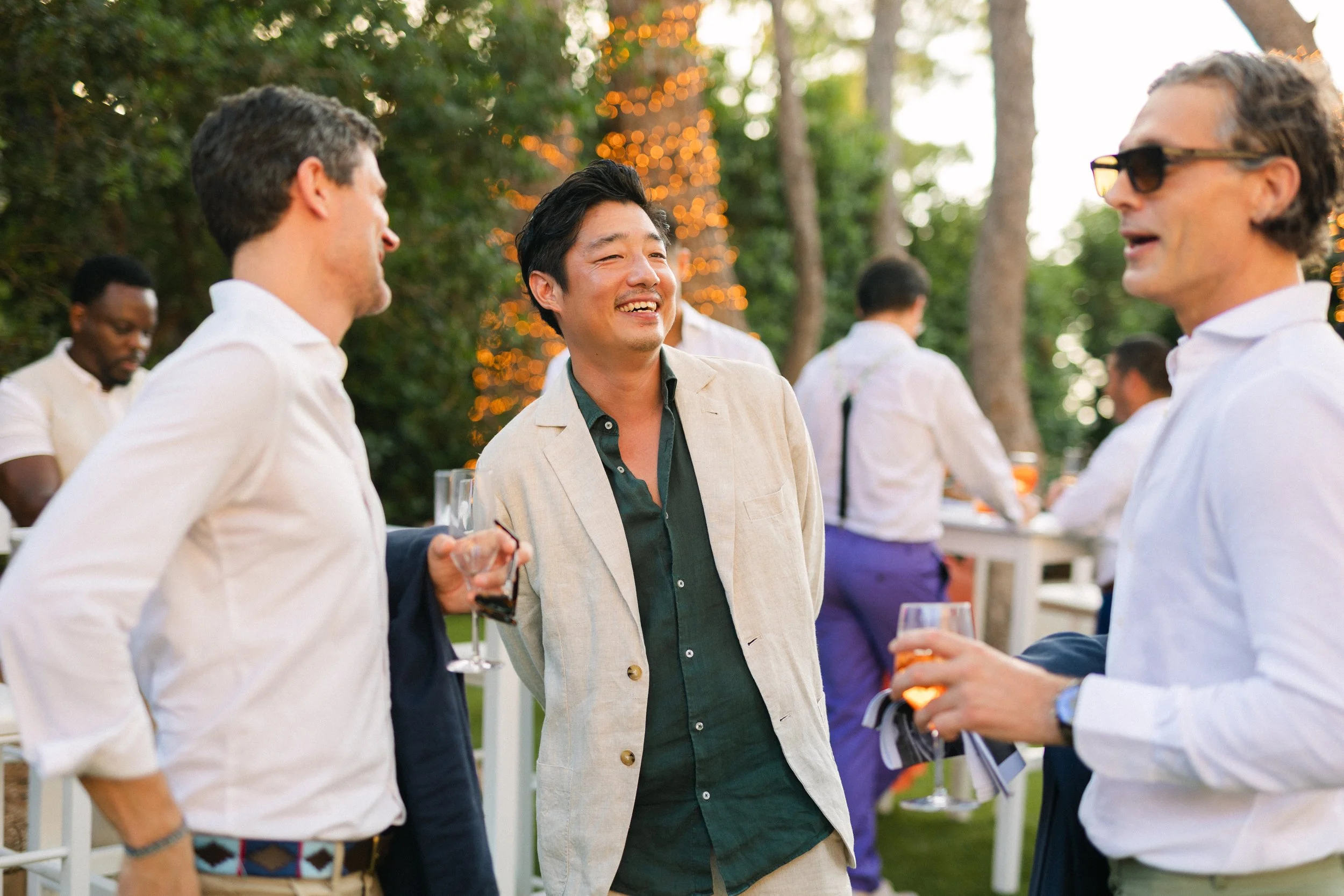 Wedding guest portrait Lake Vouliagmeni Athens Greece
