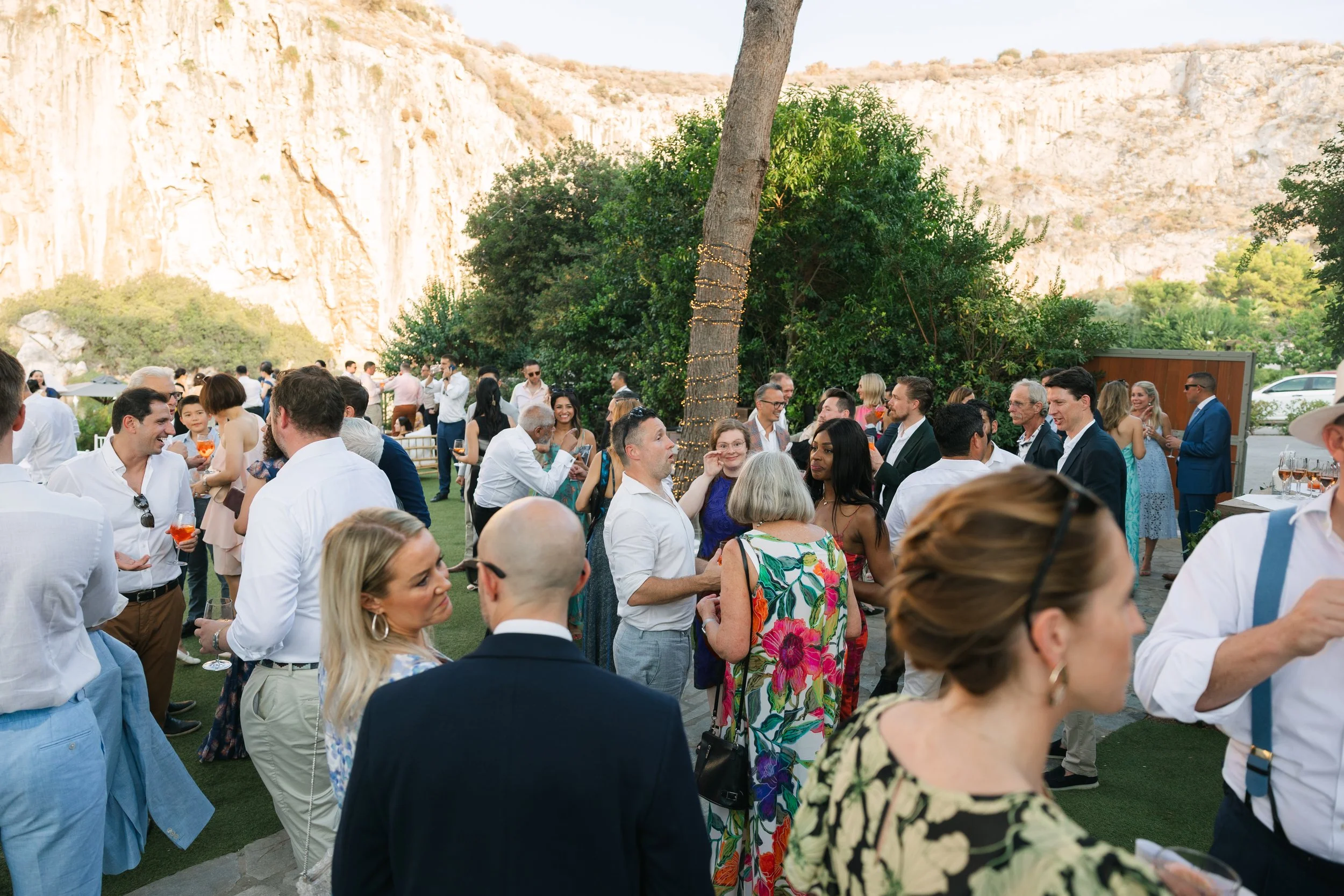 Wedding guest portrait Lake Vouliagmeni Athens Greece