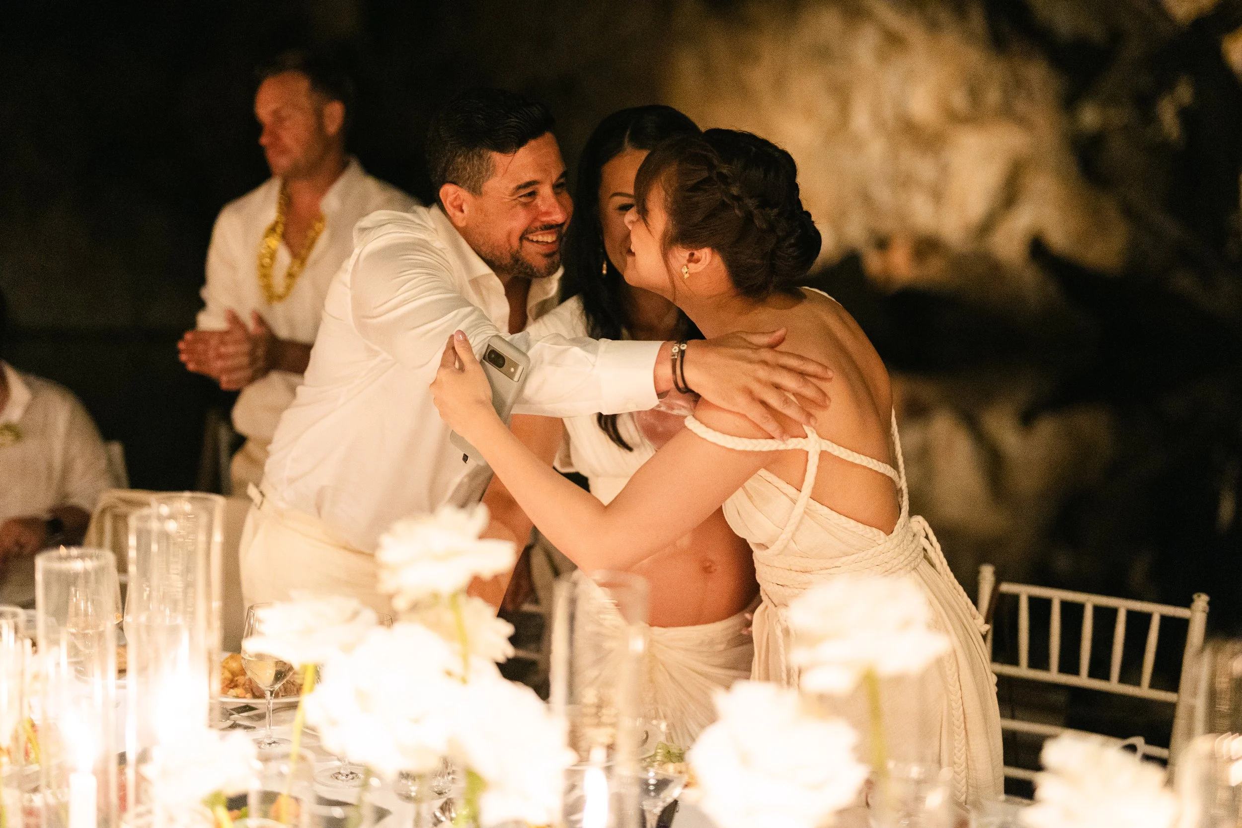 Emotional vows moment Lake Vouliagmeni Athens Greece wedding