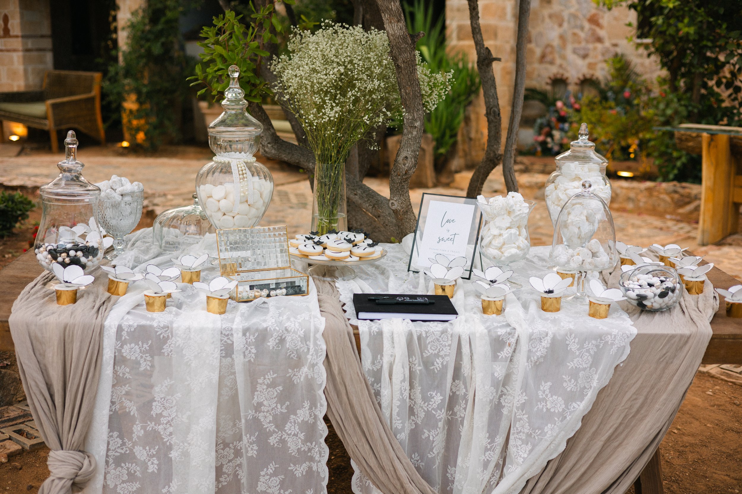 Wedding table details Iliou Petra estate Athens Greece