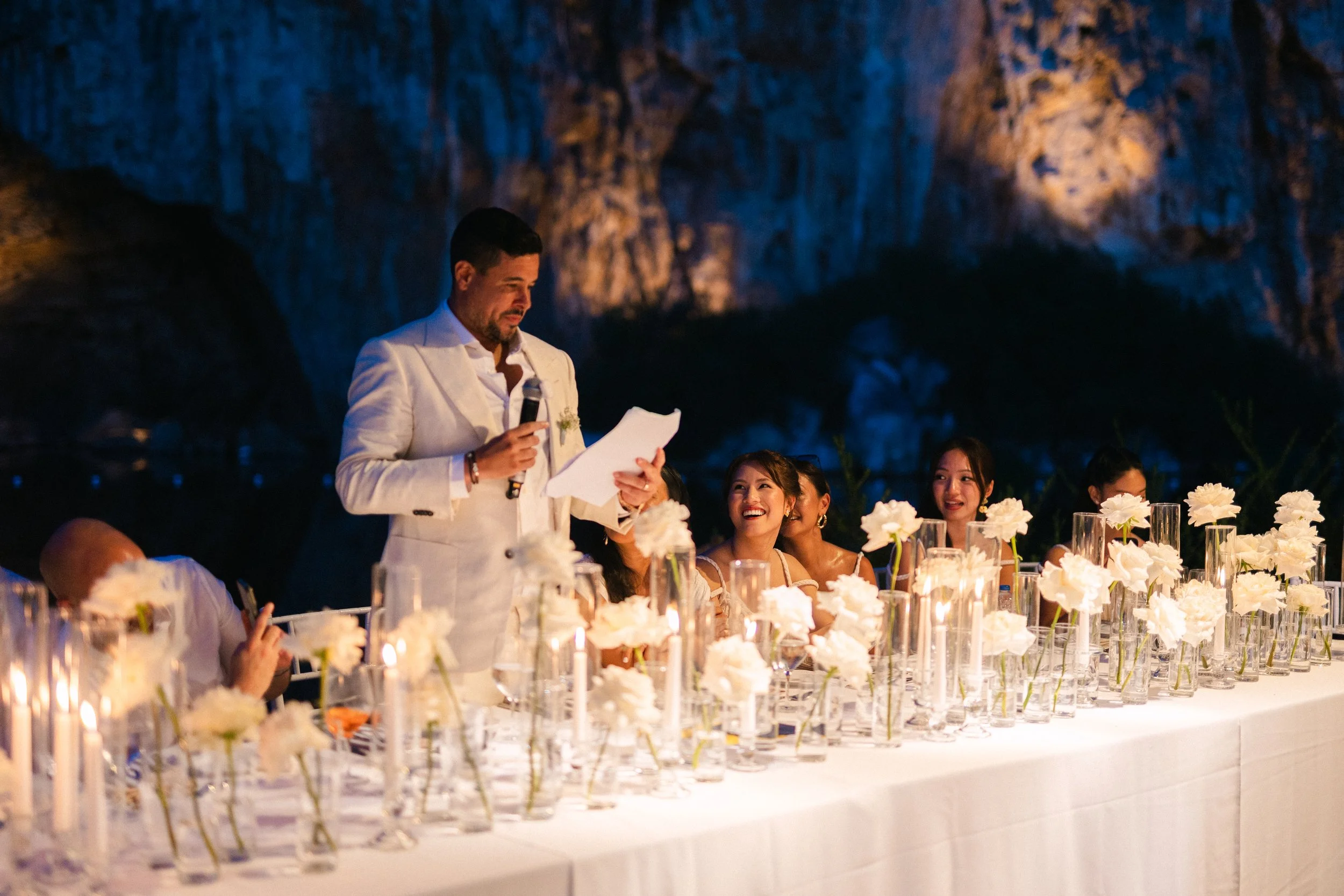 Emotional vows moment Lake Vouliagmeni Athens Greece wedding