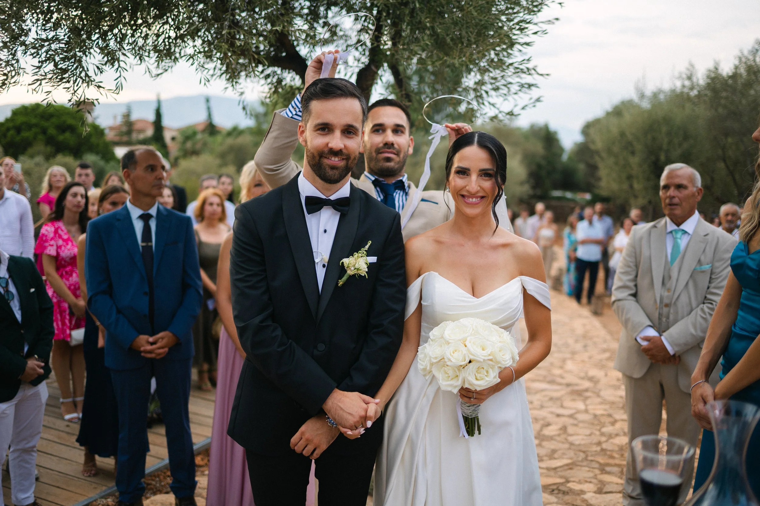 Garden wedding ceremony Iliou Petra estate Athens Greece