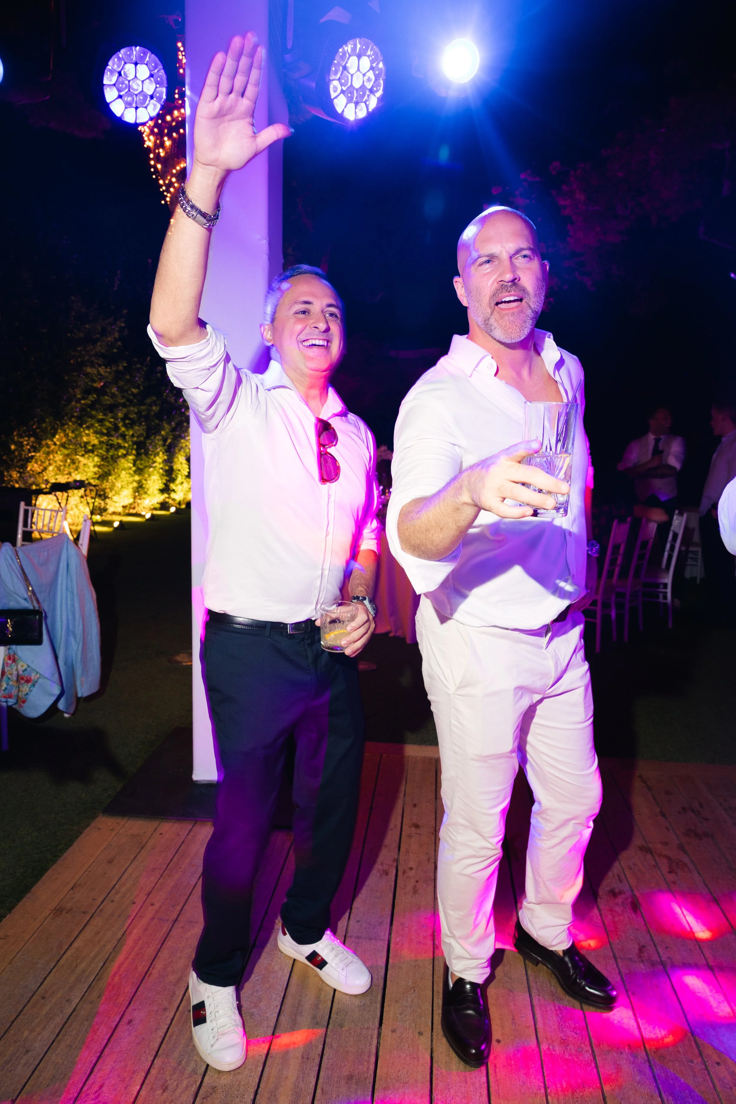 Wedding party night Lake Vouliagmeni waterfront Athens Greece