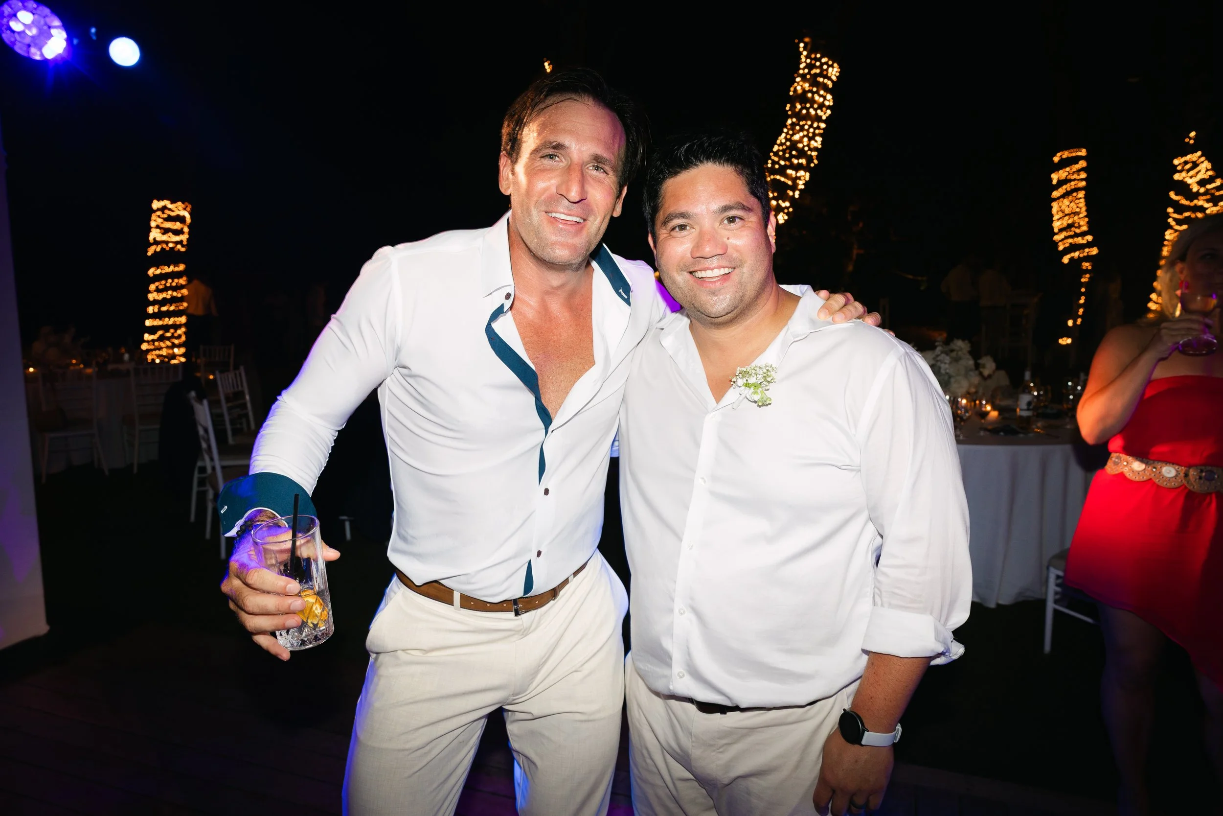 Late night wedding party Lake Vouliagmeni Athens Greece