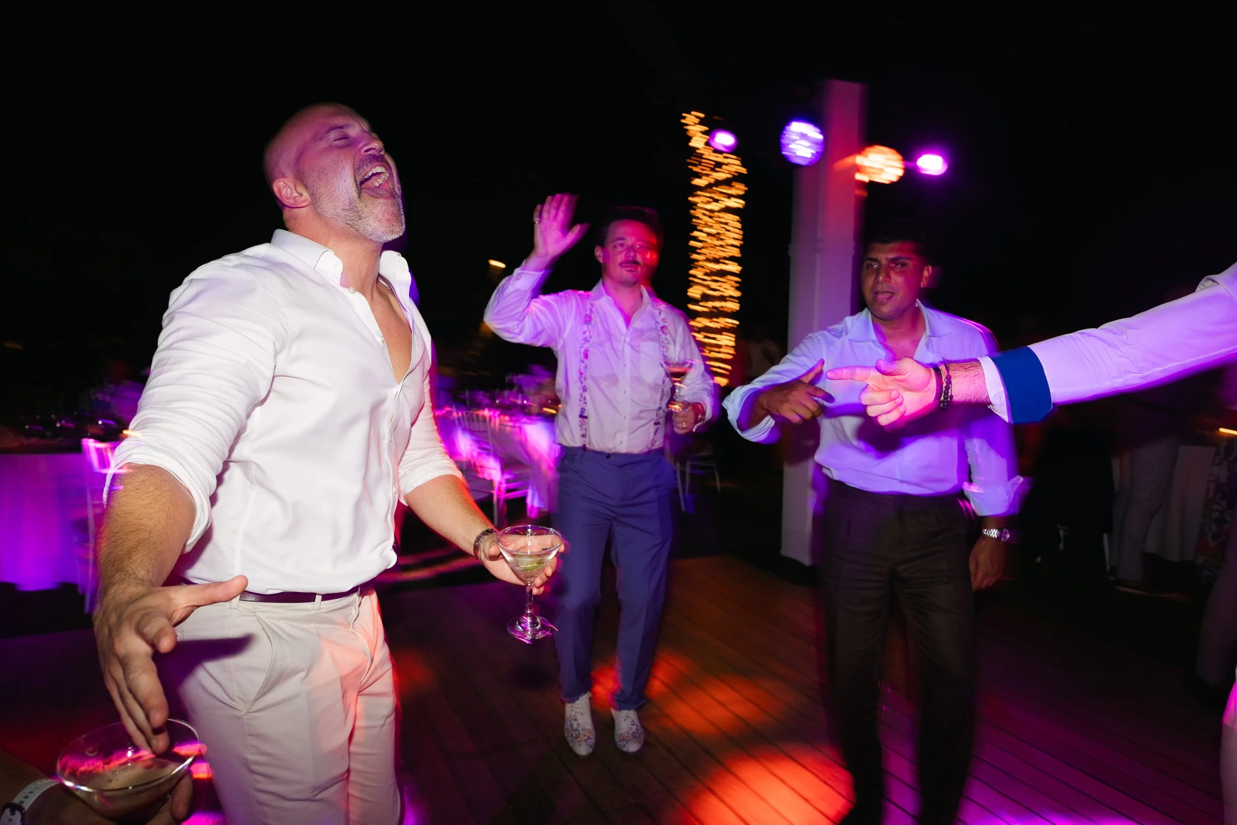 Wedding celebration Lake Vouliagmeni Athens Greece night