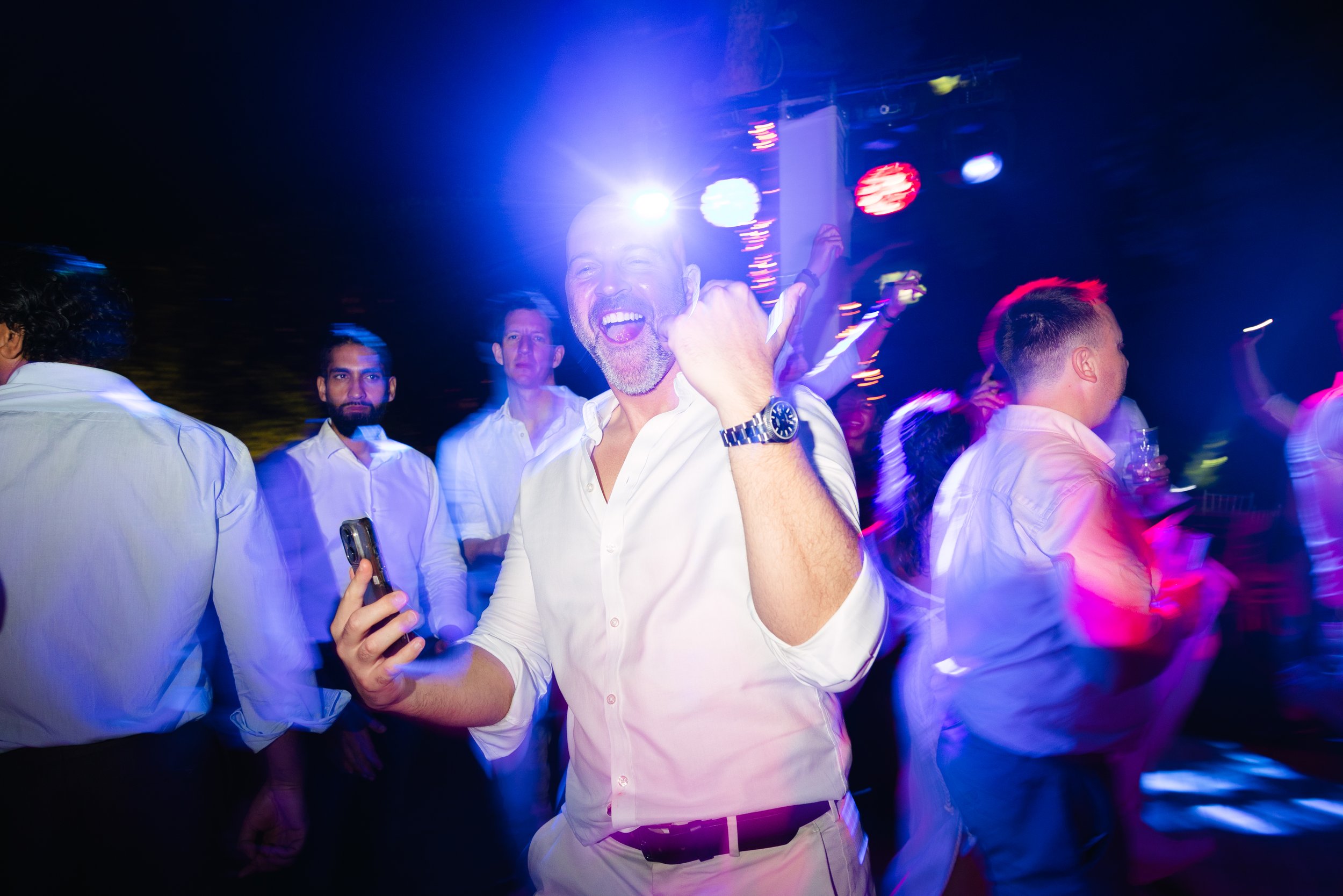 Wedding party night Lake Vouliagmeni waterfront Athens Greece