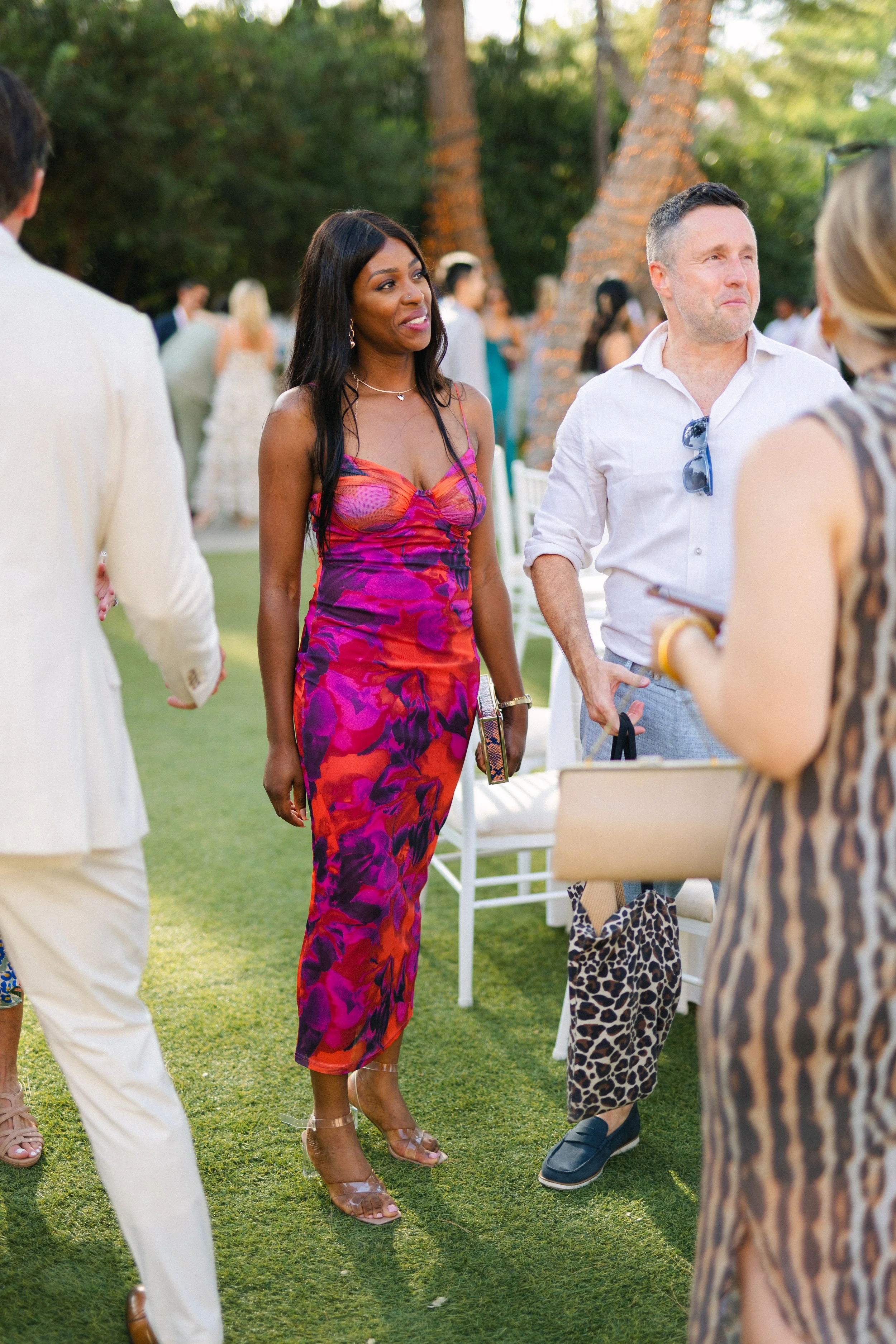 Wedding guest portrait Lake Vouliagmeni Athens Greece