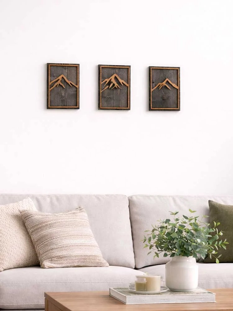 WOODSY – Handgjorda bergstavlor i trä (Set om 3) – Svenskt hantverk