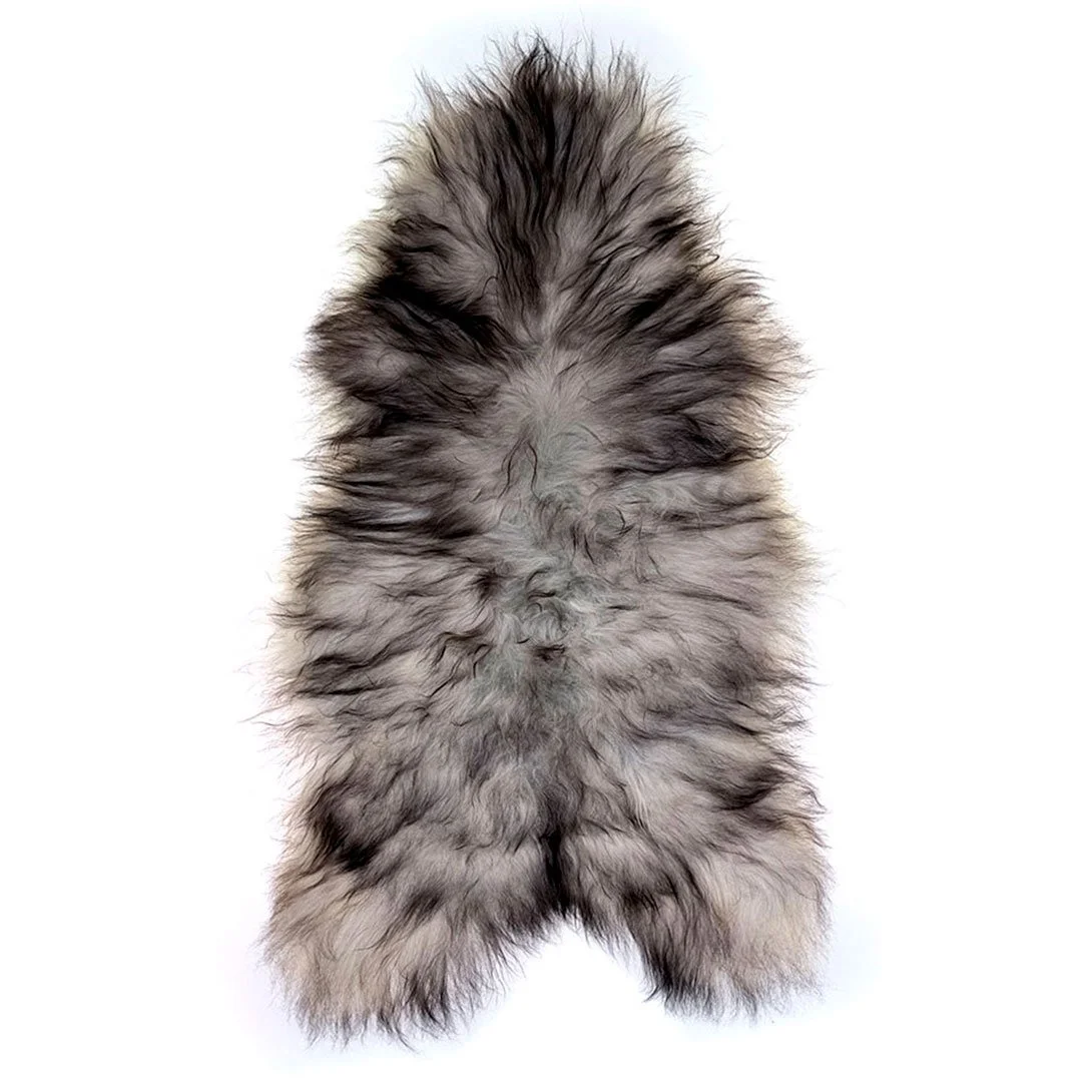 Eko isländskt fårskinn – ljusa grå nyanser med lång, mjuk ull