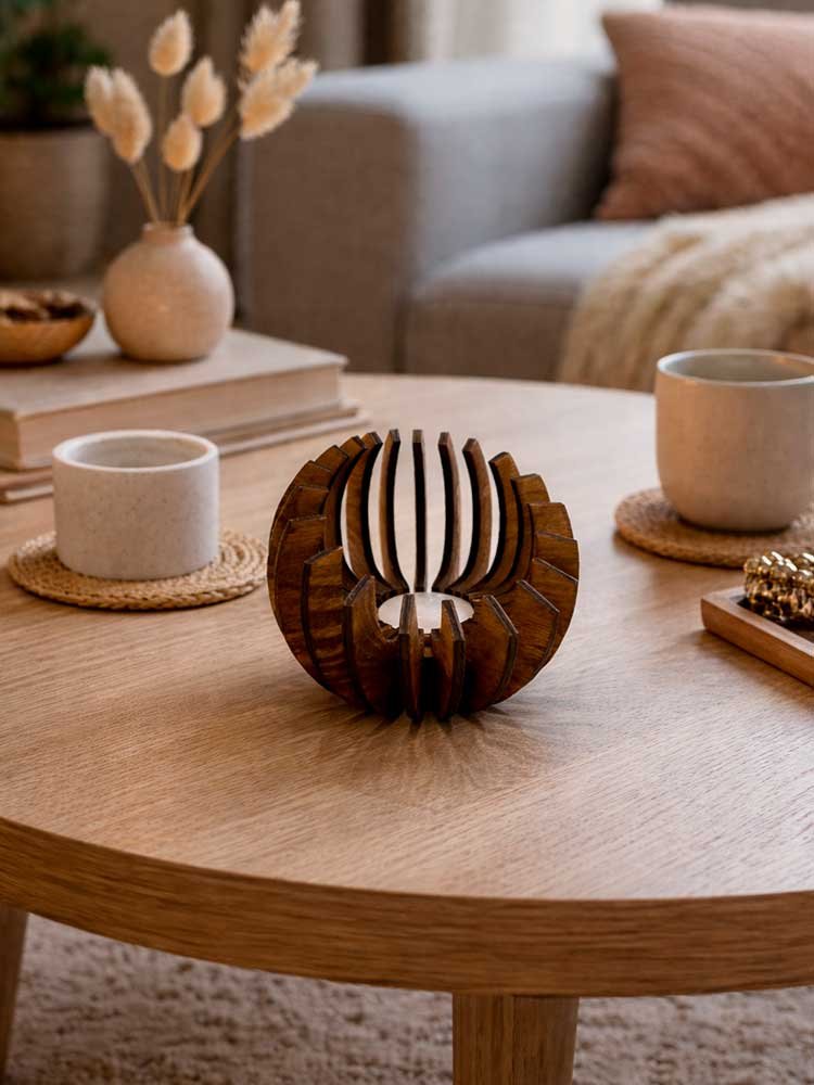 WOODSY – Laserskuren Ljusstake i trä (Svenskt hantverk)