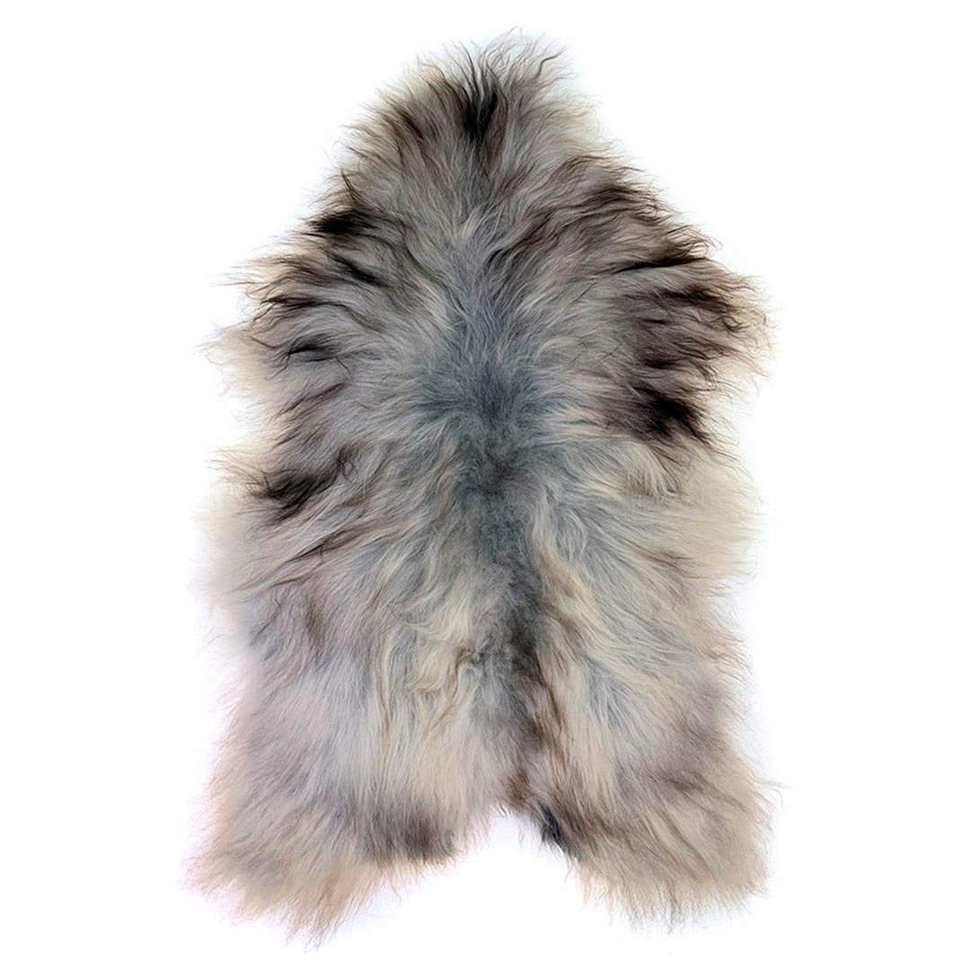 Eko isländskt fårskinn – ljusgrå & natur med lång, silkeslen ull