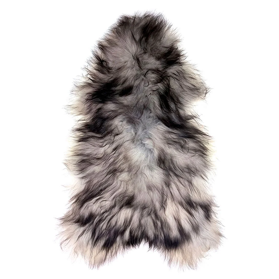 Eko isländskt fårskinn – naturliga grå nyanser med lång, mjuk ull