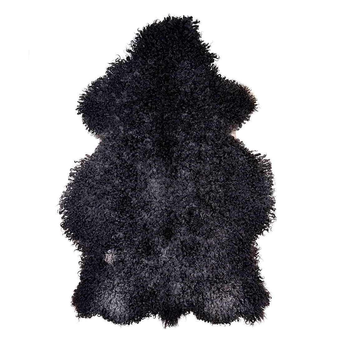 Gotländskt fårskinn – täta lockar i djupa mörkgrå nyanser