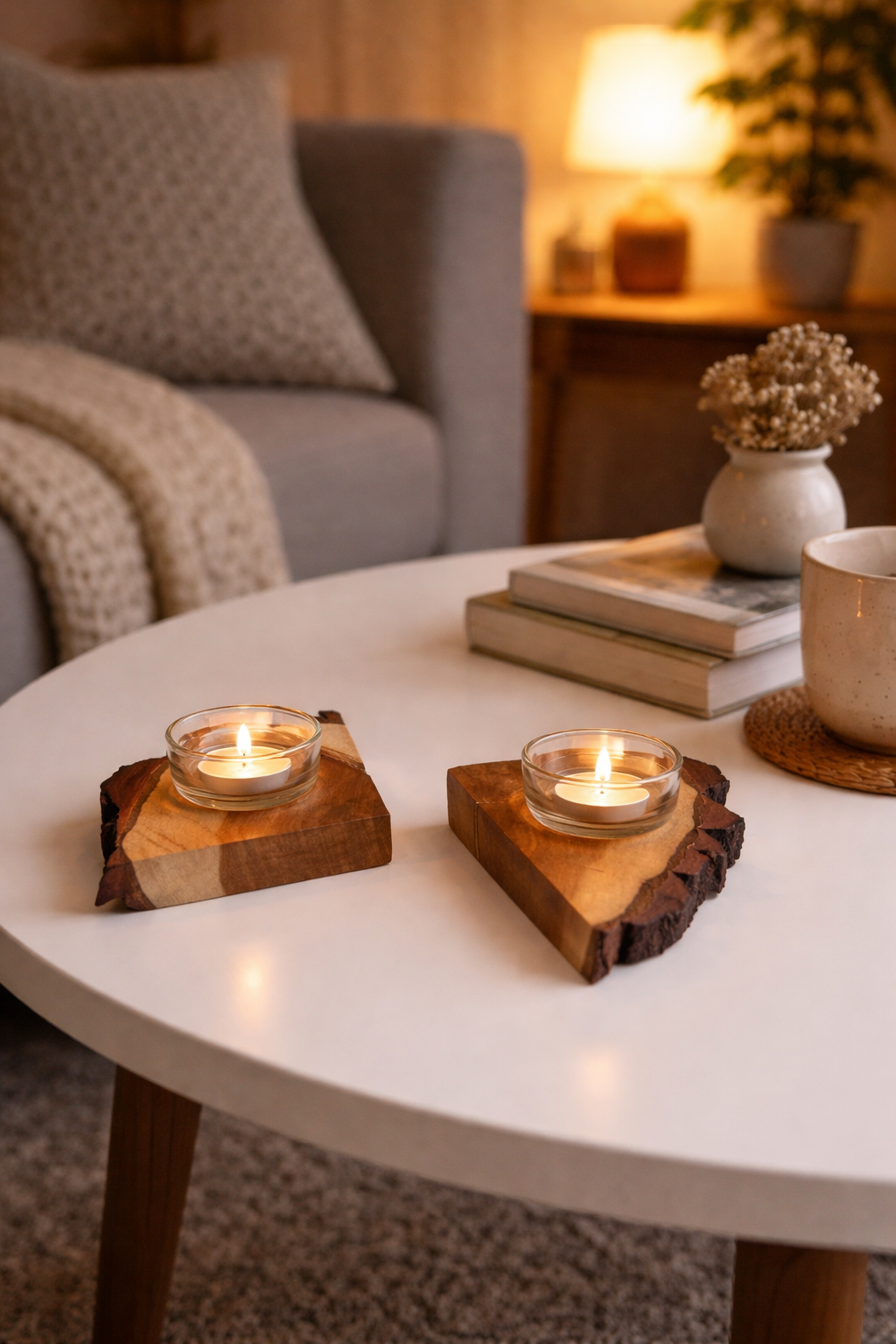 WOODSY – Ljushållare i trä med glas (svenskt hantverk, 2-pack)