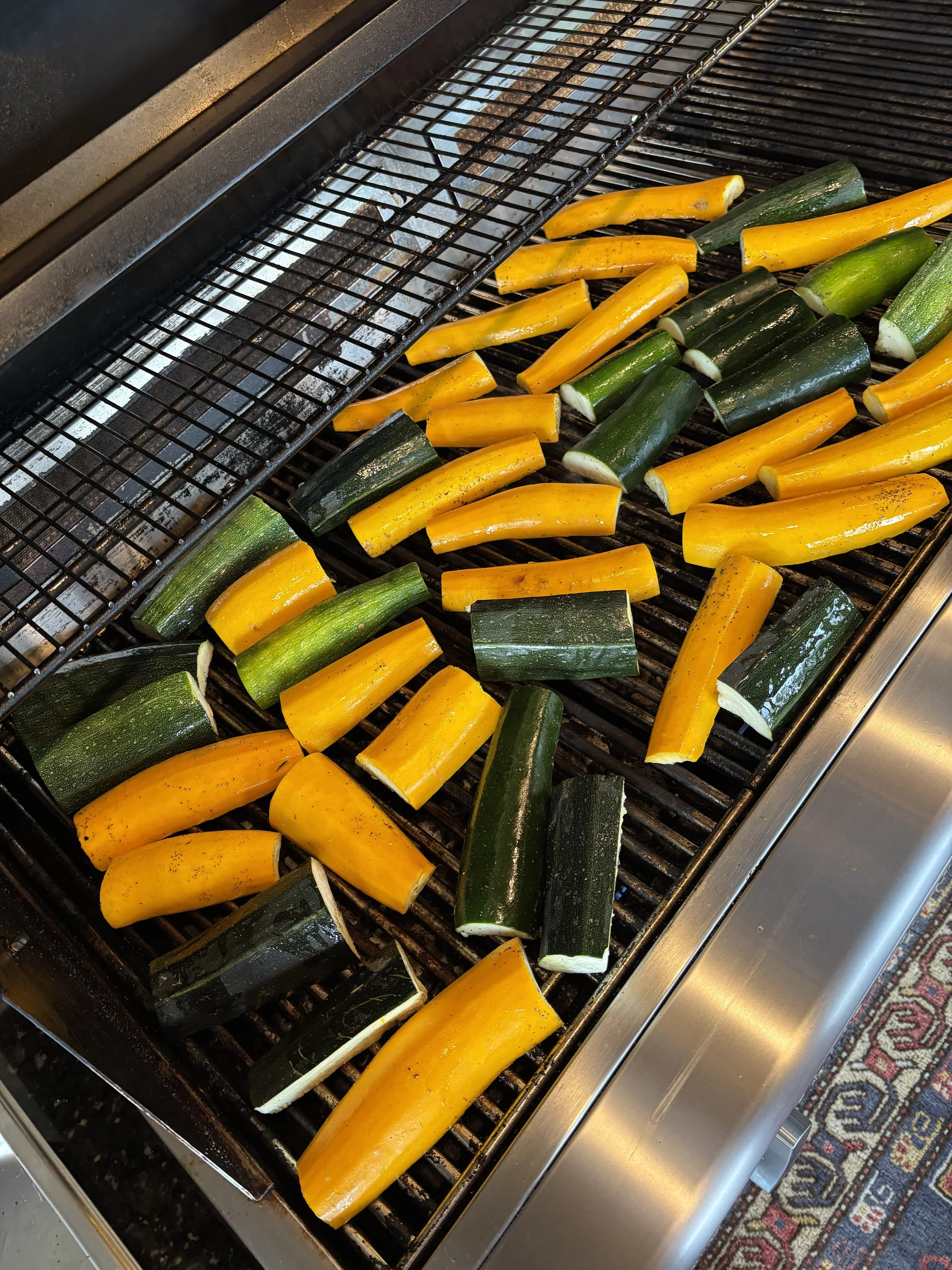 Grilling up some summer squash. It's so amazing to be able to receive produce directly from the field and be able to cook it in its freshest form