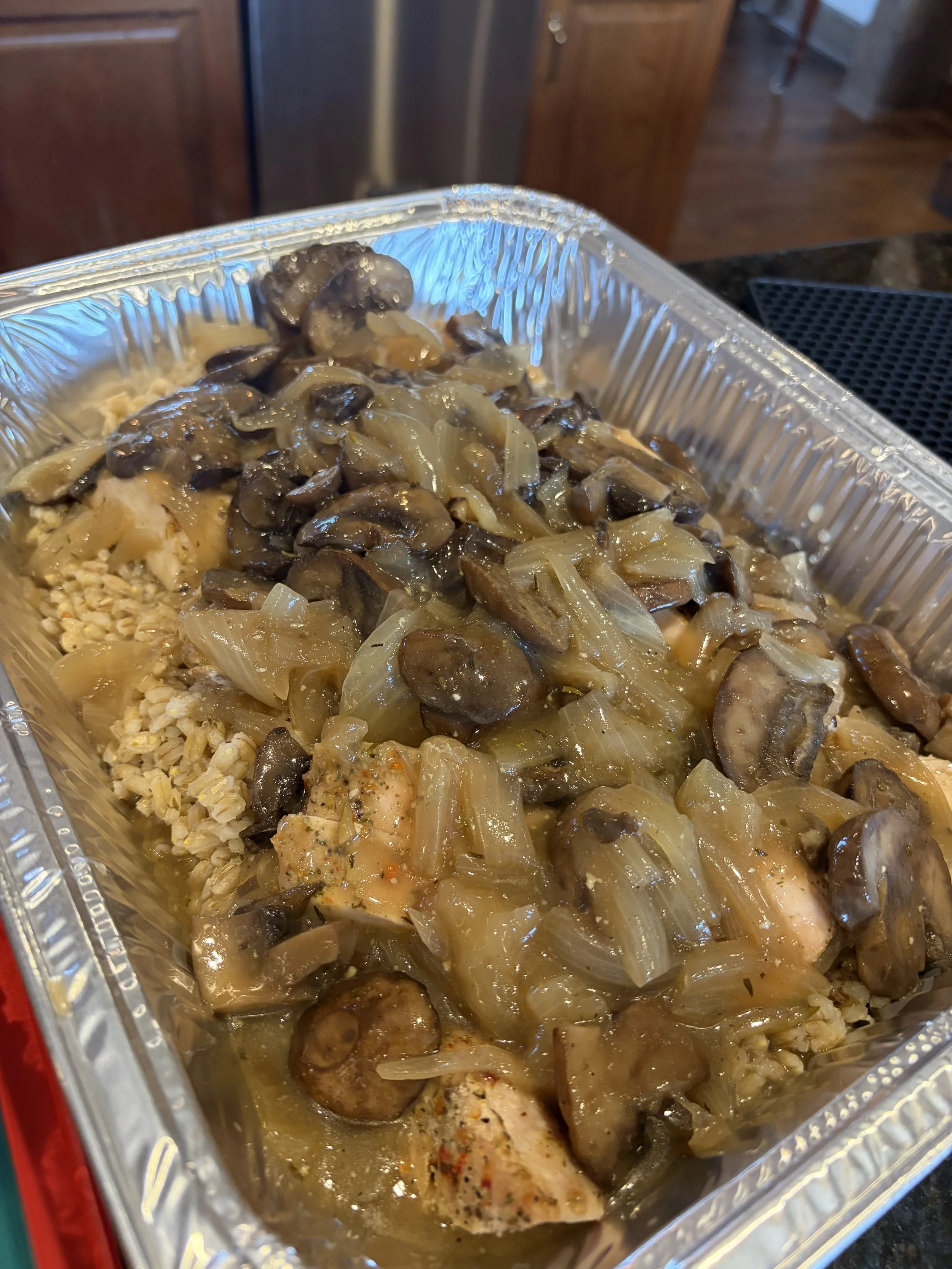 Smothered Chicken Breasts and Barley