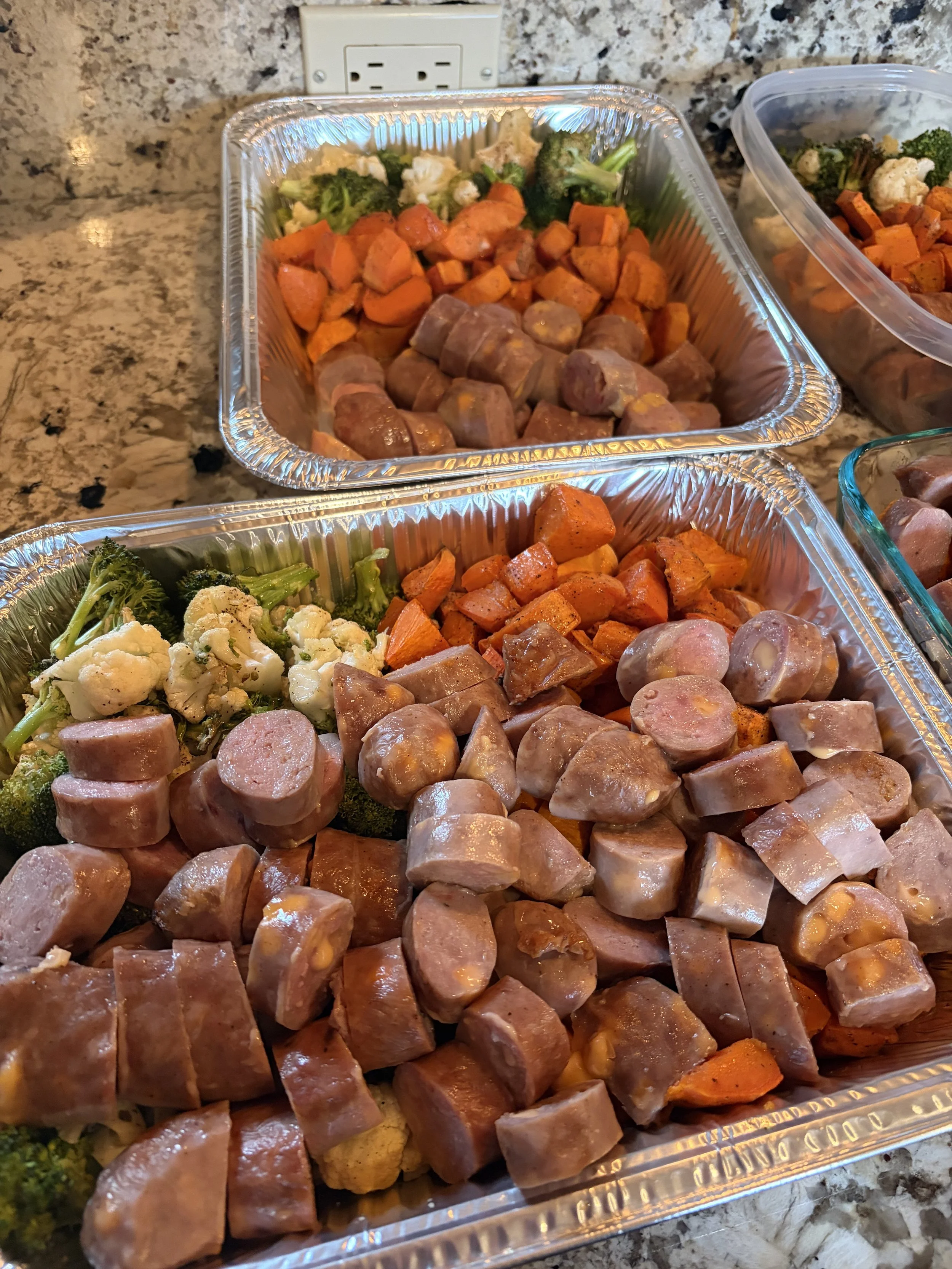 Cheddar Brats and Veggies