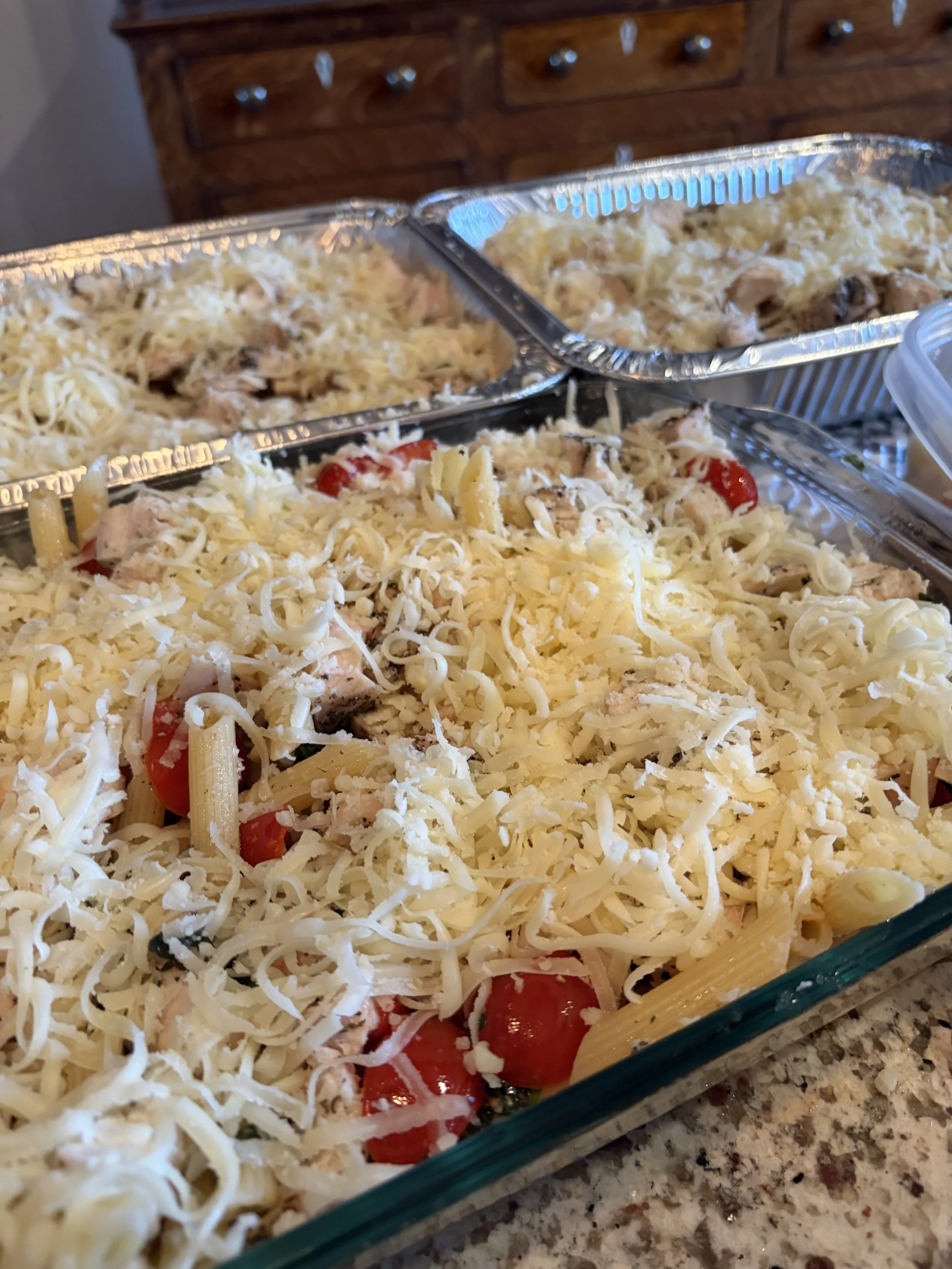 Tomato, basil, mozzarella, and chicken breast pasta
