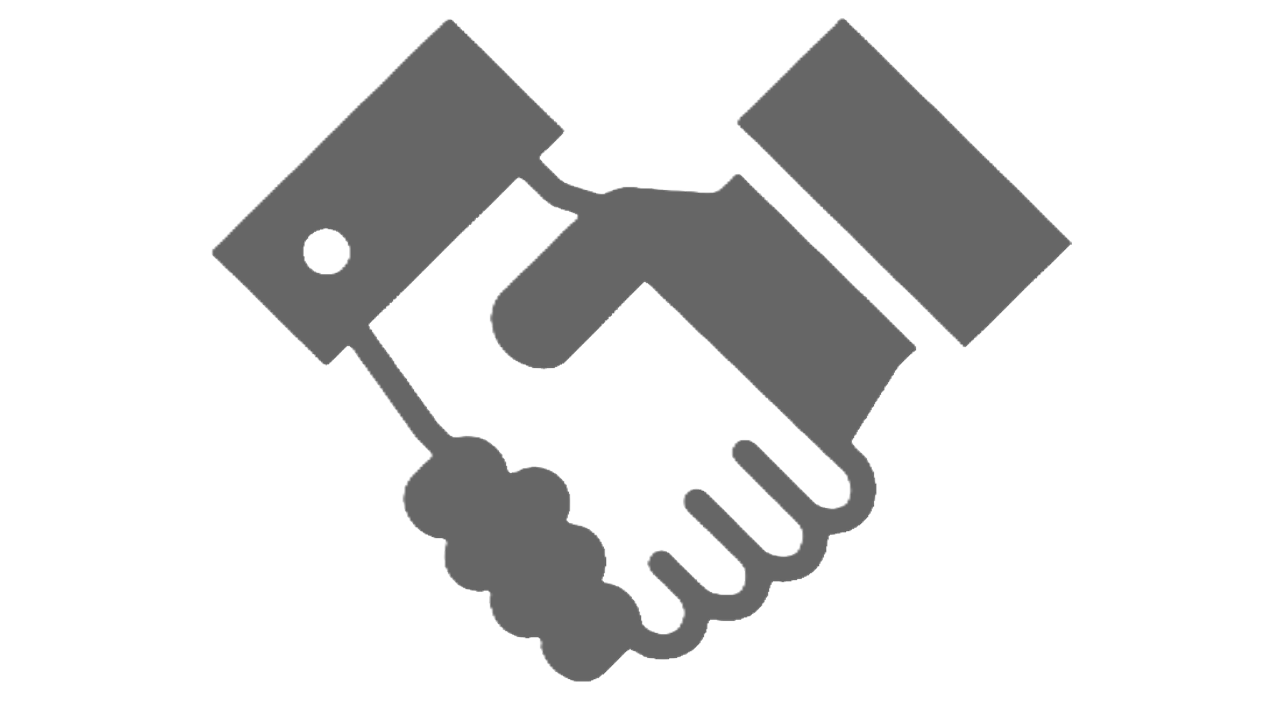 Icono de apretón de manos en color gris