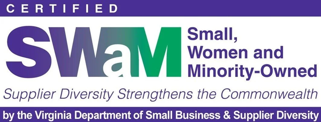 Certification logo for small, women, and minority-owned businesses by the Virginia Department of Small Business and Supplier Diversity.